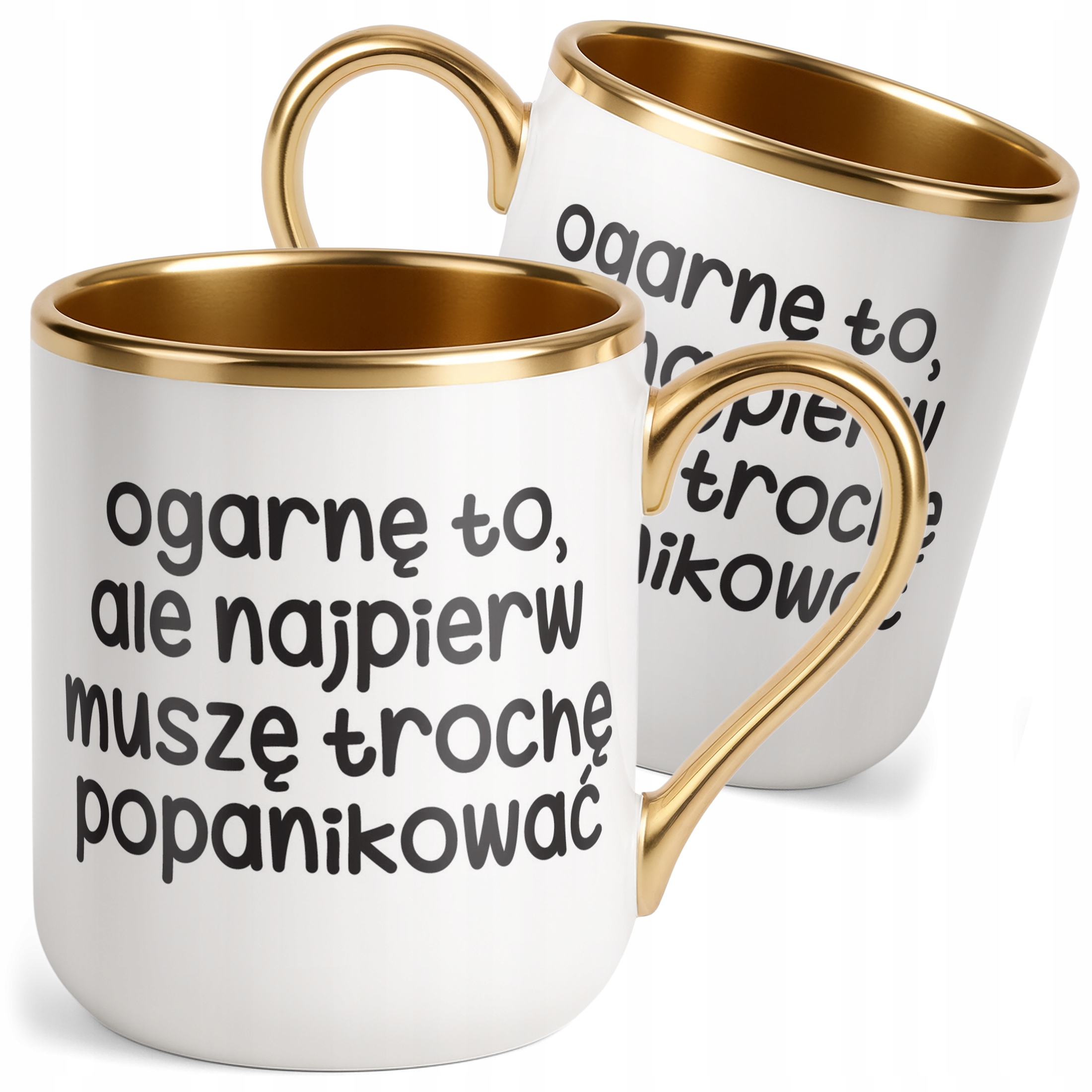 Kubek Premium Złoty Ogarnę To Ale Najpierw Śmieszny Zabawny Prezent