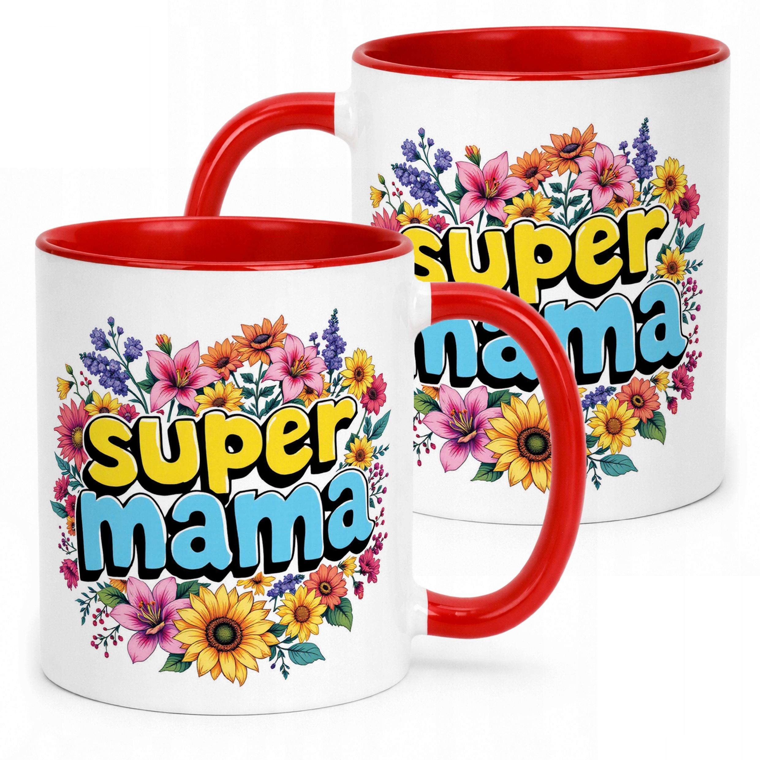 Kubek Czerwony Dzień Matki Dla Mamy Prezent Upominek Super Mama