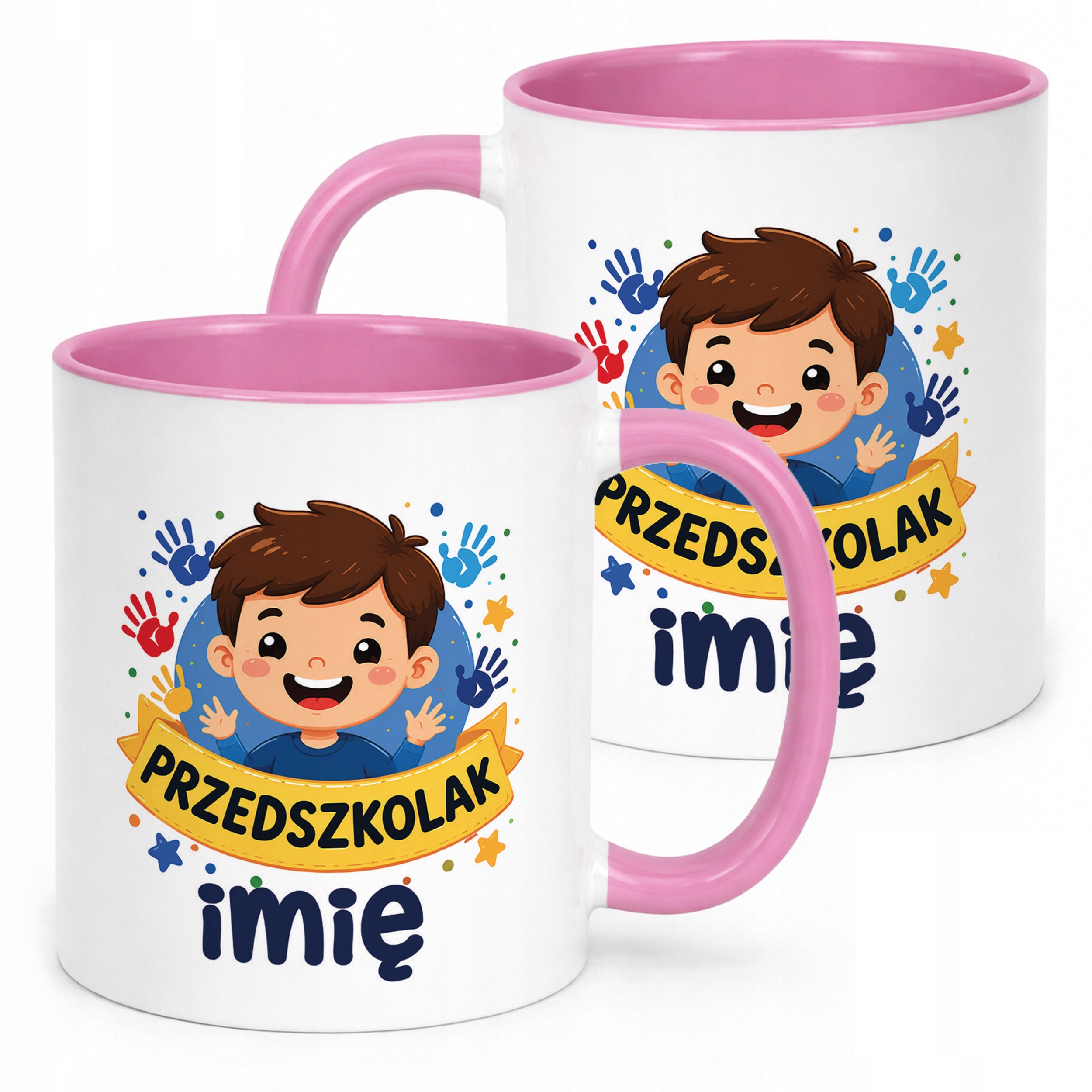 Kubek Różowy z nadrukiem personalizowany Przedszkolak Szkoła Dla Dzieci