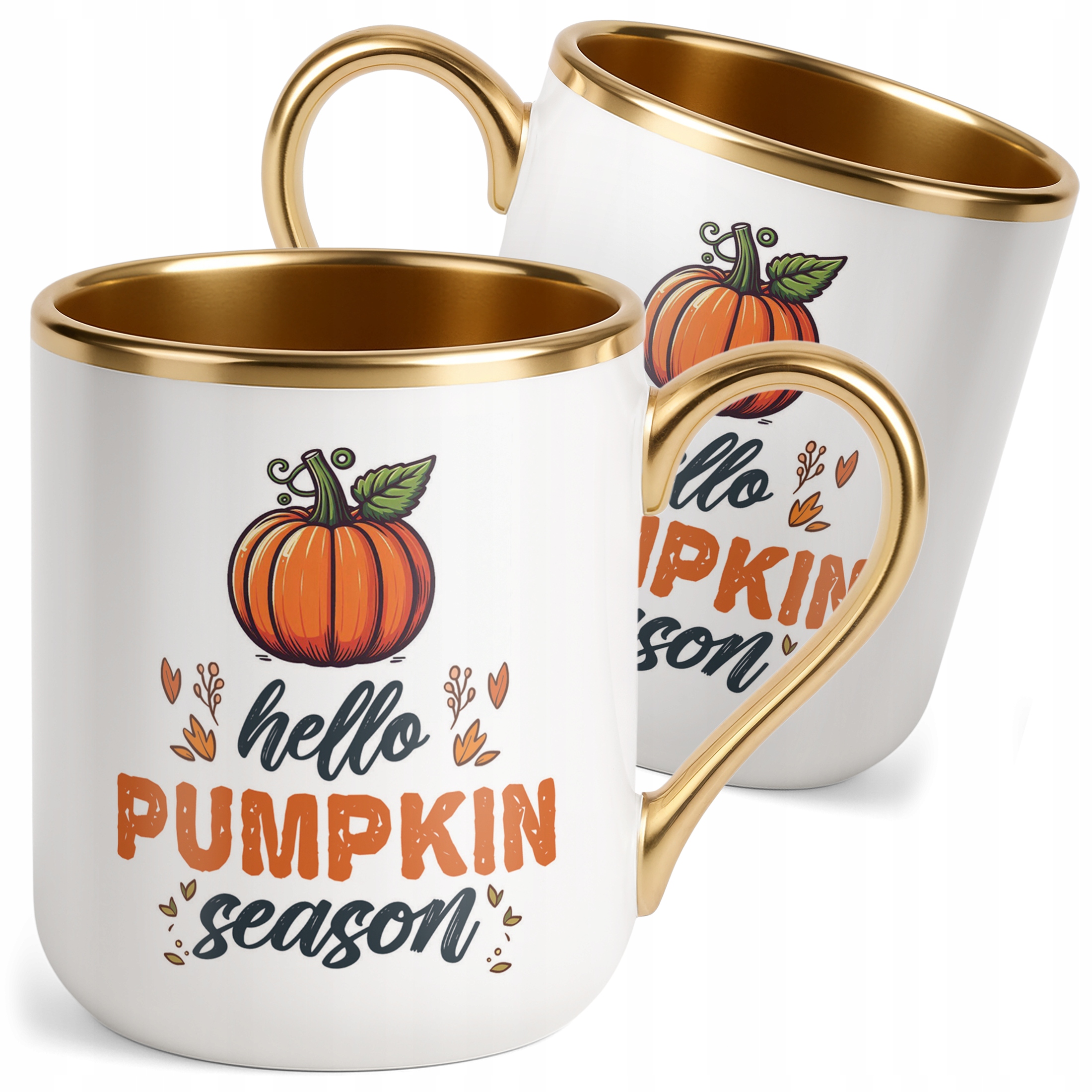 Kubek Premium Złoty Jesienny Jesień Hello Pumpkin Dynia Prezent