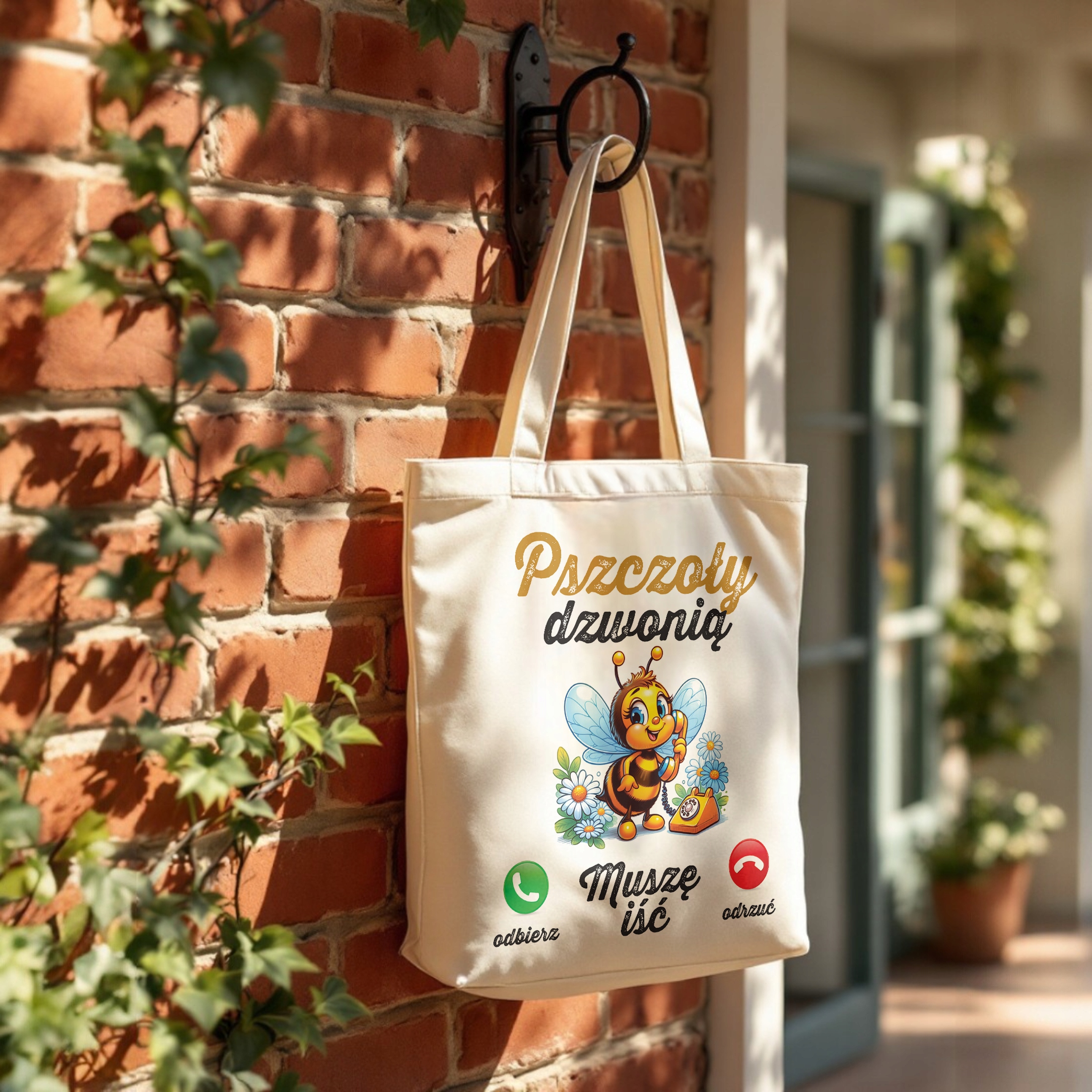 Torba bawełniana premium Pszczoły Dzownią Zabawny Prezent