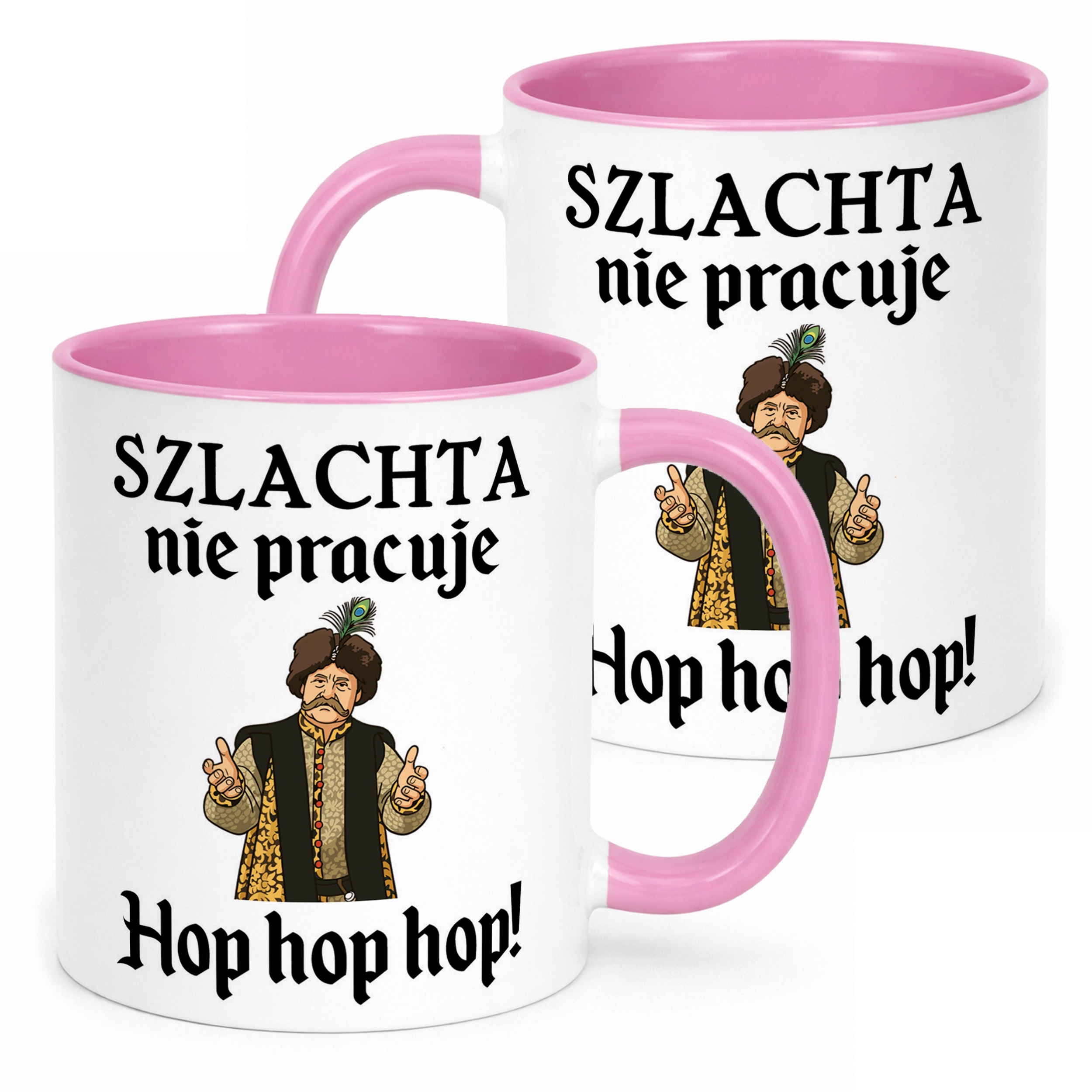 Kubek Różowy 1670 Szlachta Nie Pracuje Hop Hop Hop Jan Paweł Prezent