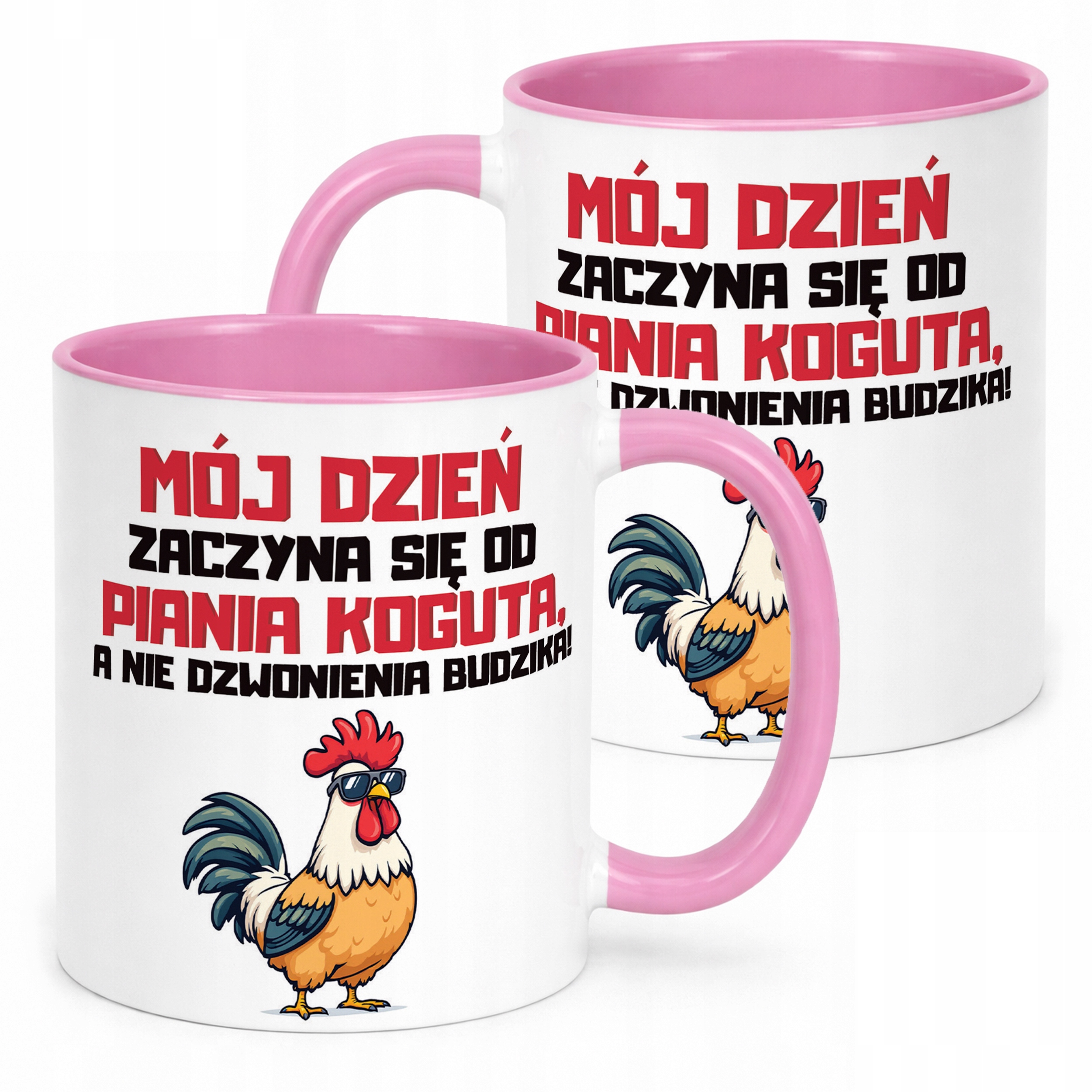 Kubek Różowy Rolnik Dla Rolnika Kogut Zabawny Prezent Upominek