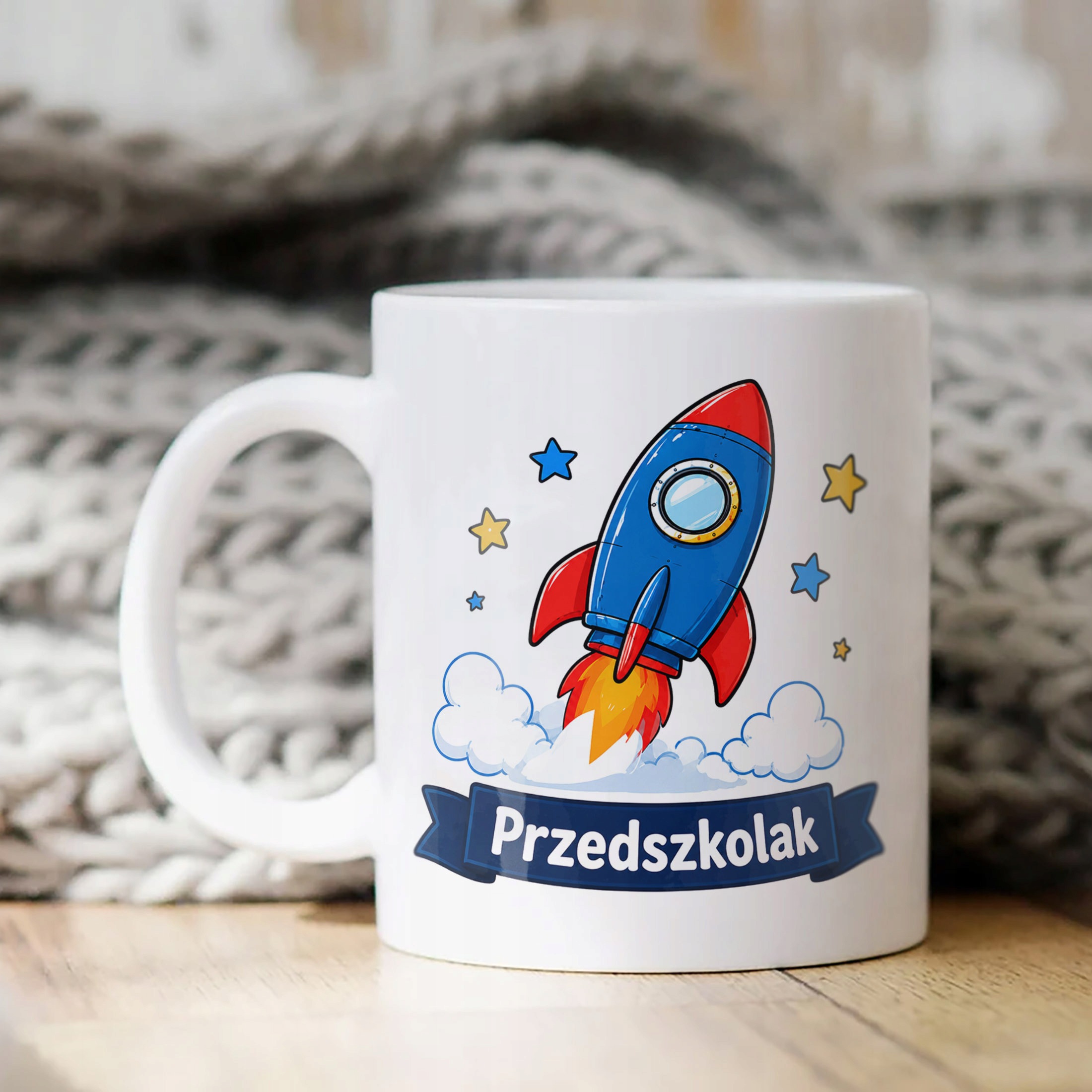 Biały Kubek z nadrukiem Przedszkolak Szkoła Dla Dzieci Prezent