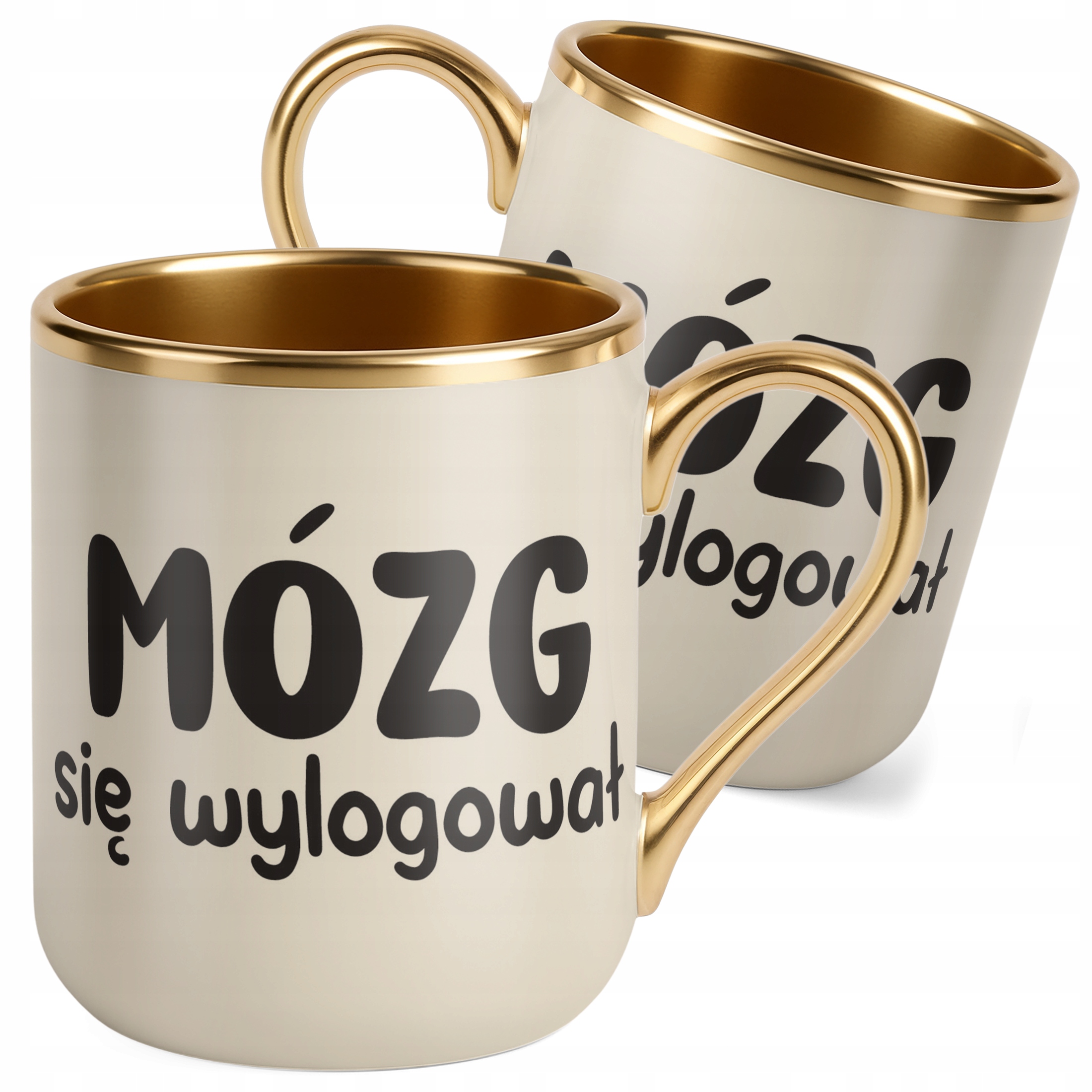 Kubek Premium Złoty Ecru Mózg Się Wylogował Śmieszny Zabawny