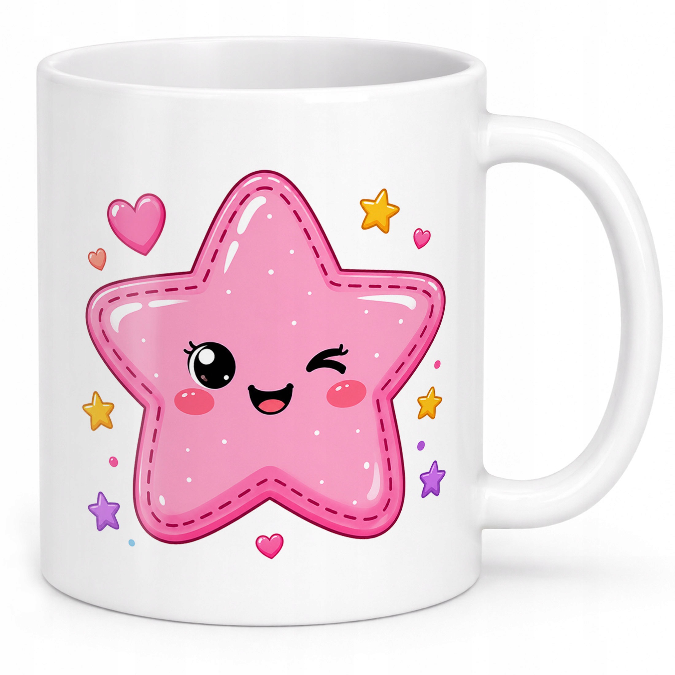 Zestaw Kubek Biały Poduszka Z Nadrukiem Kawaii Gwiazdka Prezent
