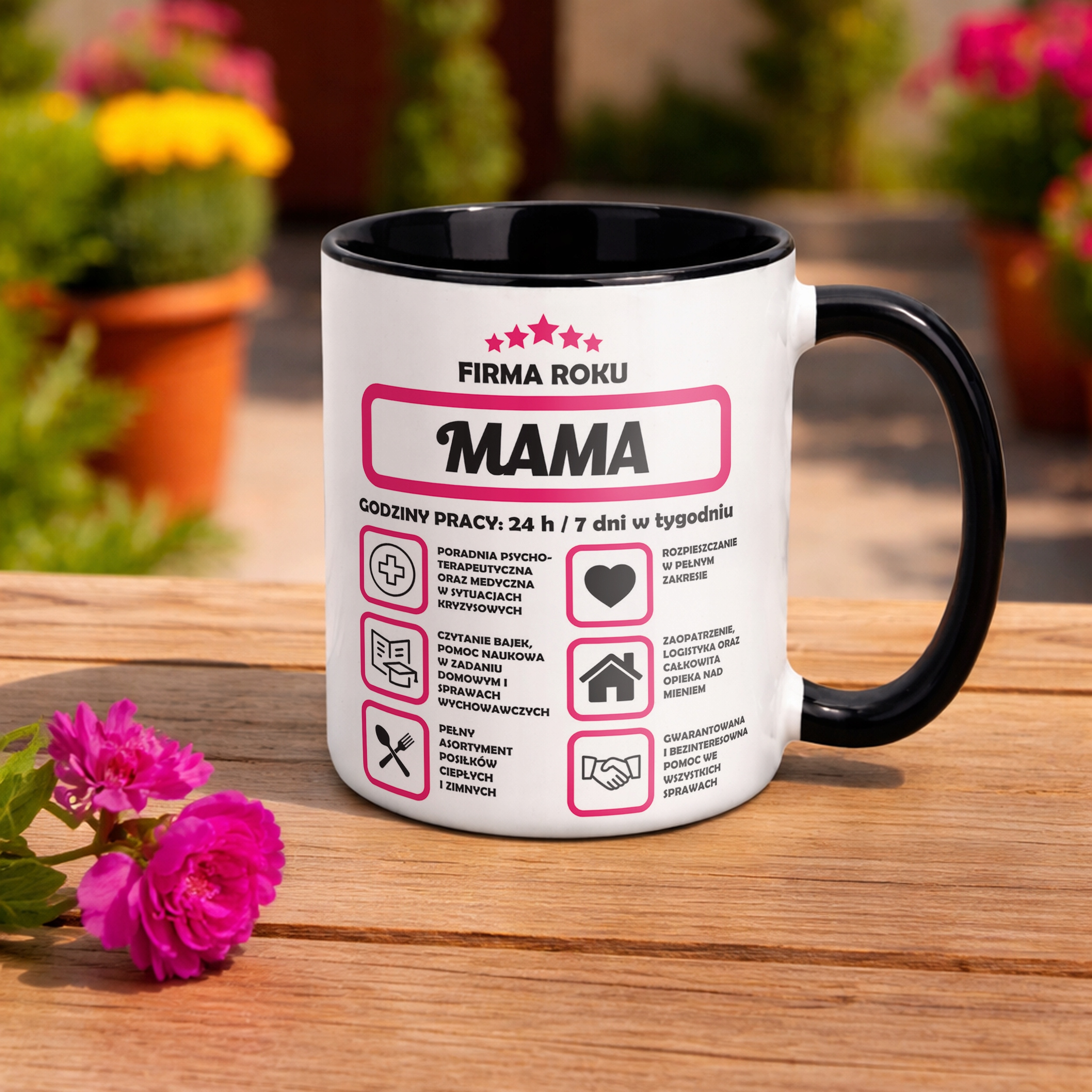 Kubek Czarny Dzień Matki Dla Mamy Prezent Firma Mama
