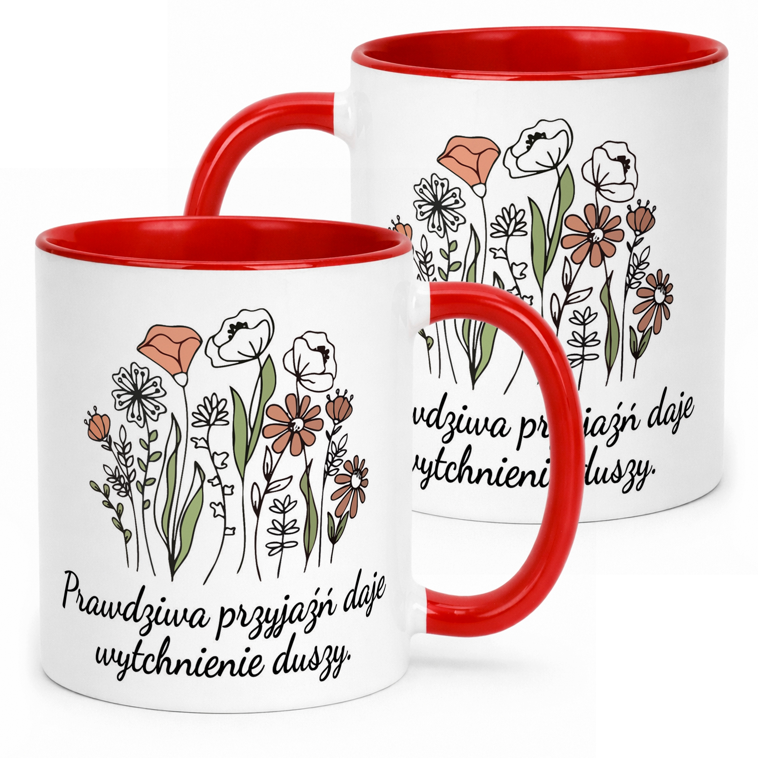 Kubek ceramiczny Prawidziwa Przyjaźń Dla Przyjaciółki Kwiatki Prezent