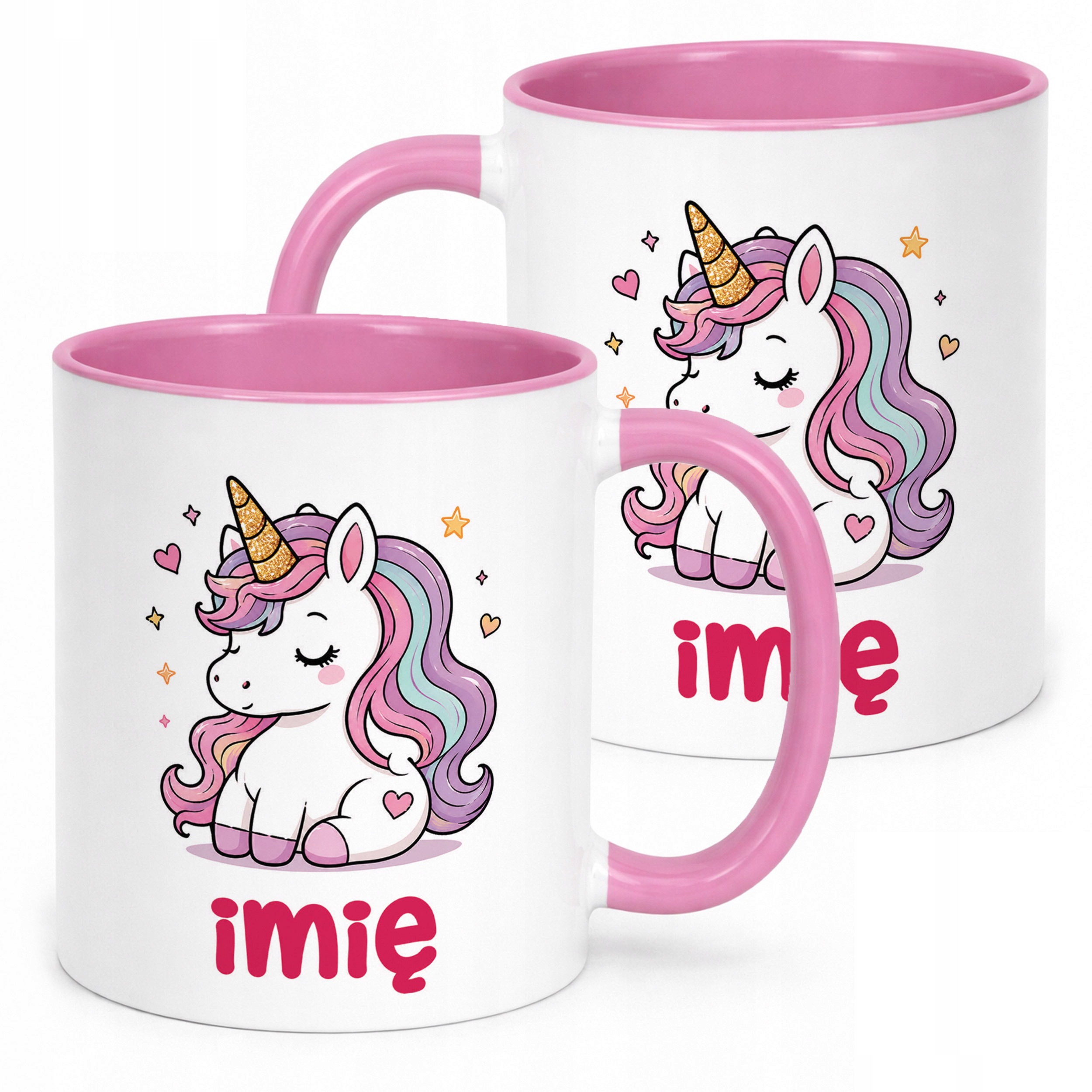 Kubek Różowy z nadrukiem personalizowany Jednorożec Dla Dzieci Prezent
