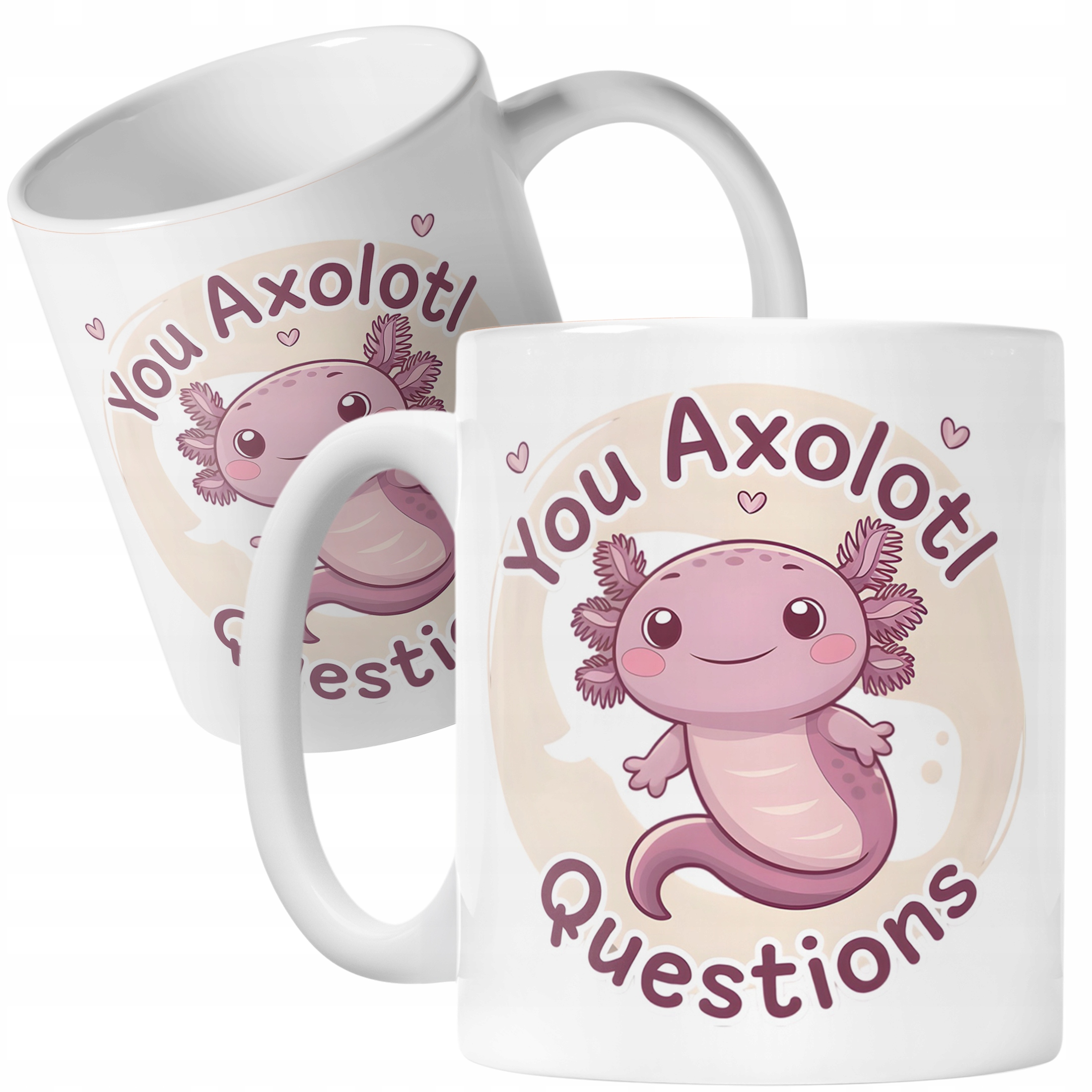Kubek biały nadruk dla fana Aksolotl Axolotl Mine craft Różowy Zwierzak