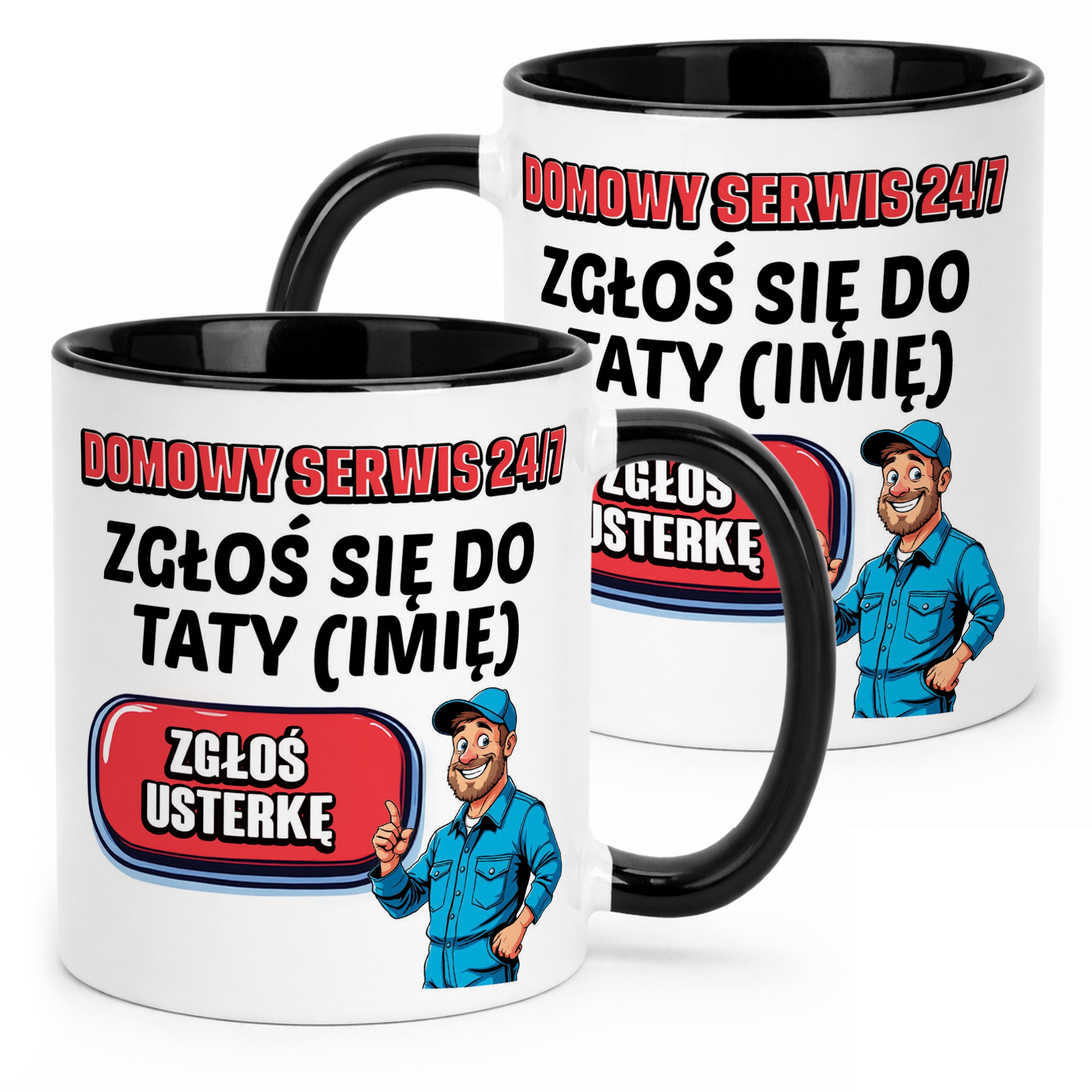 Kubek Czarny Personalizowany Dzień Ojca Zgłoś Się Do Taty Prezent