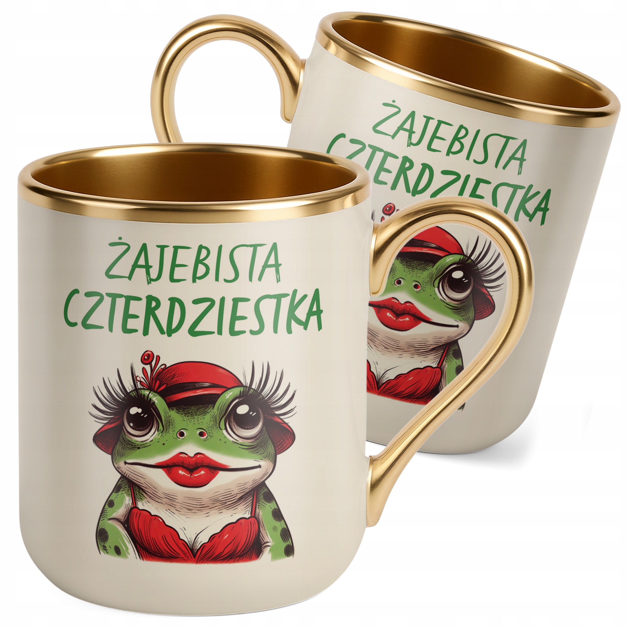 Kubek Premium Złoty Ecru Żajebista 40 Dla Kobiety Na Urodziny Prezent