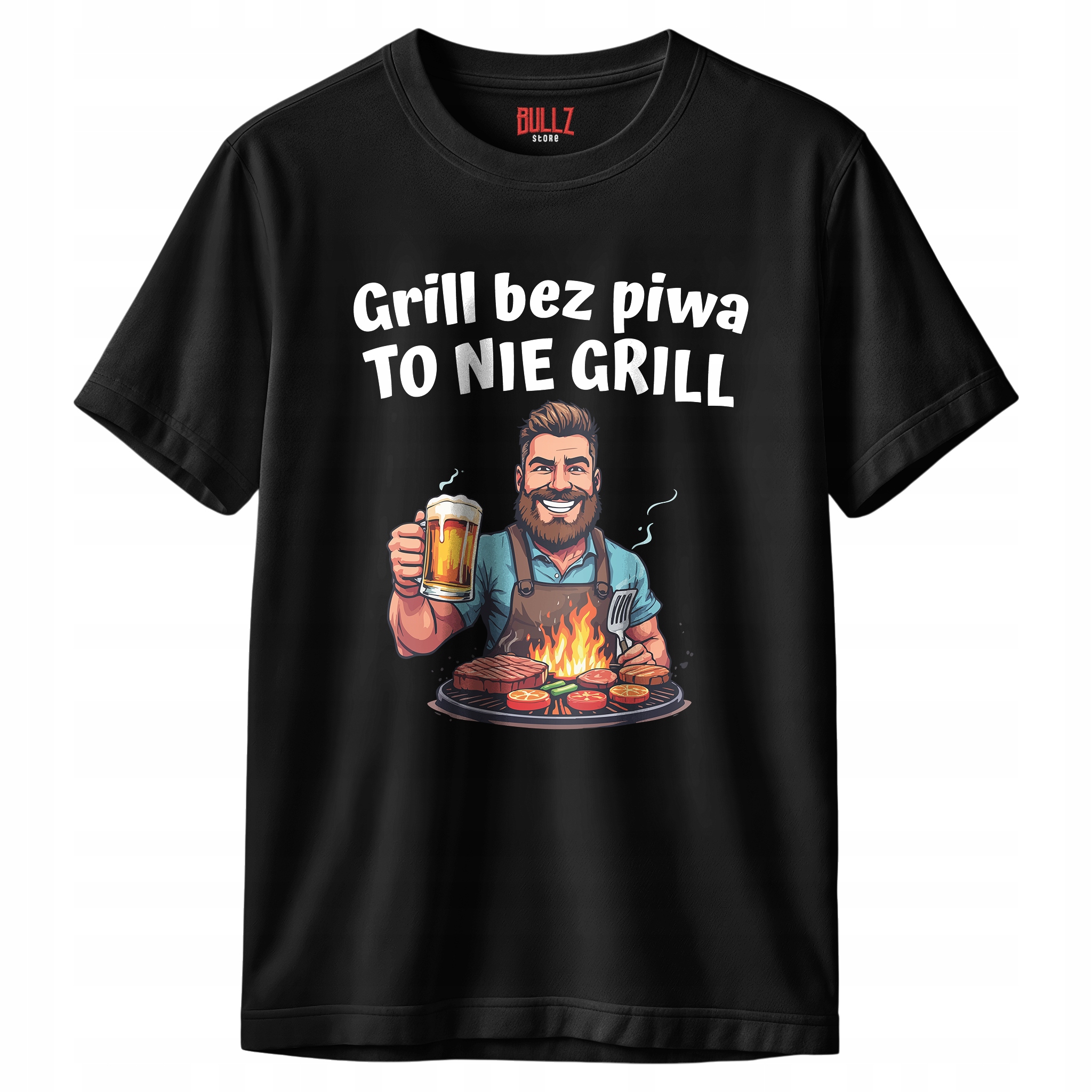 Koszulka czarna męska Grill Bez Piwa To Nie Grill Zabawny Prezent