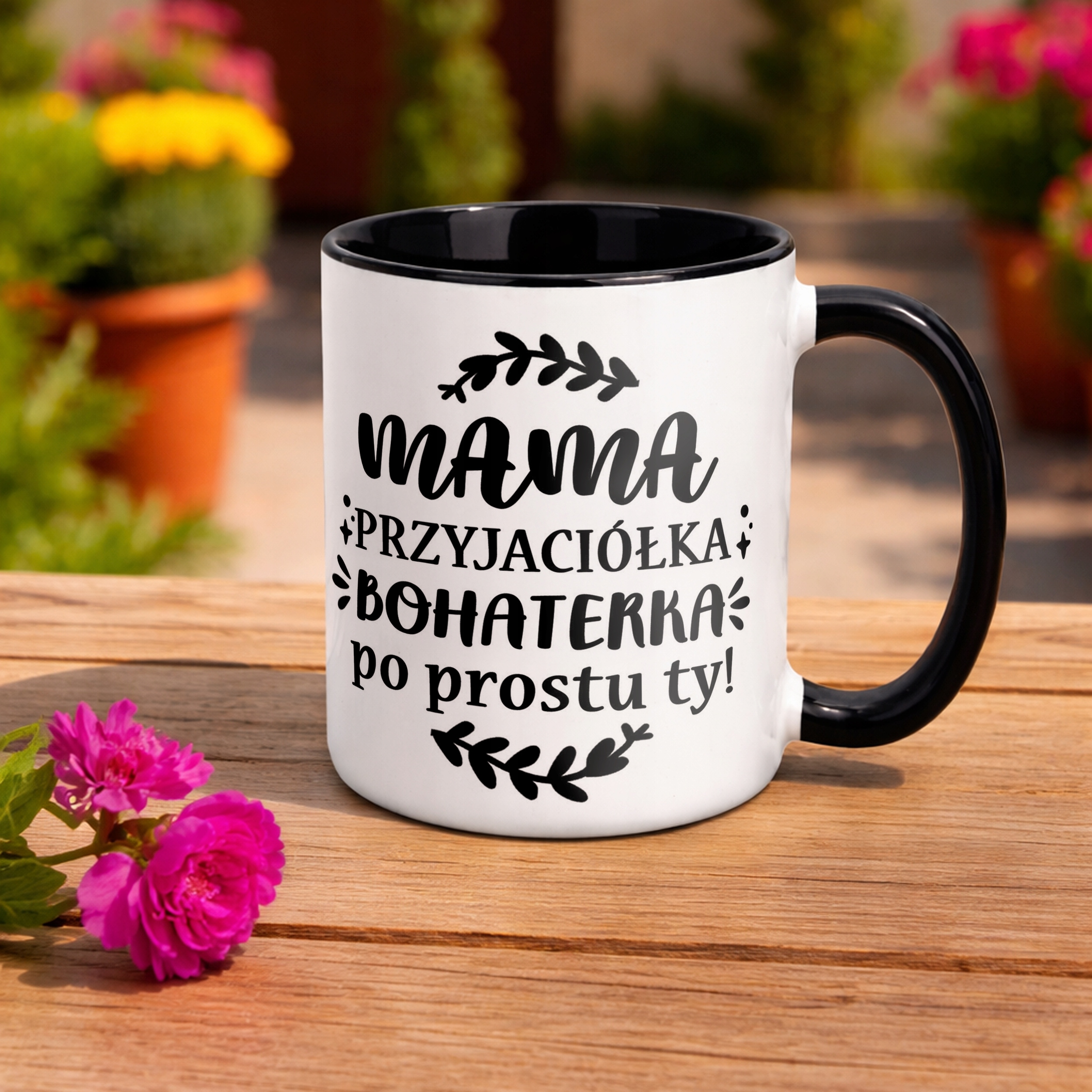 Kubek Czarny Dzień Matki Dla Mamy Prezent Mama Przyjaciółka Bohaterka