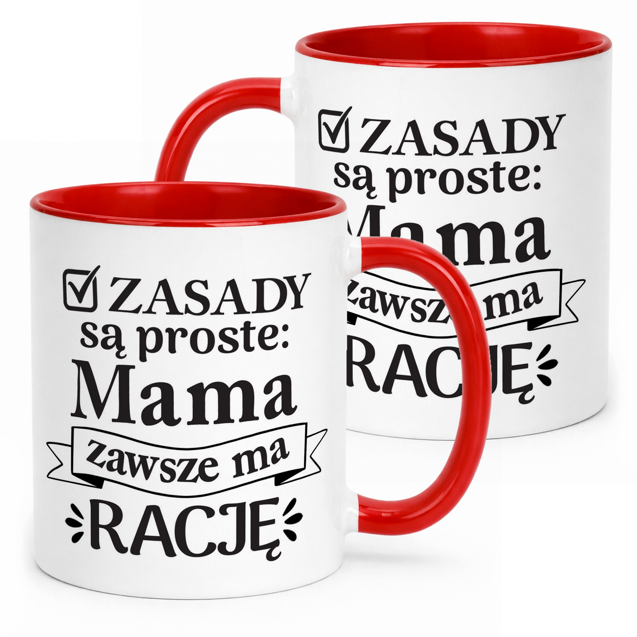 Kubek Czerwony Dzień Matki Dla Mamy Prezent Zasady Są Proste