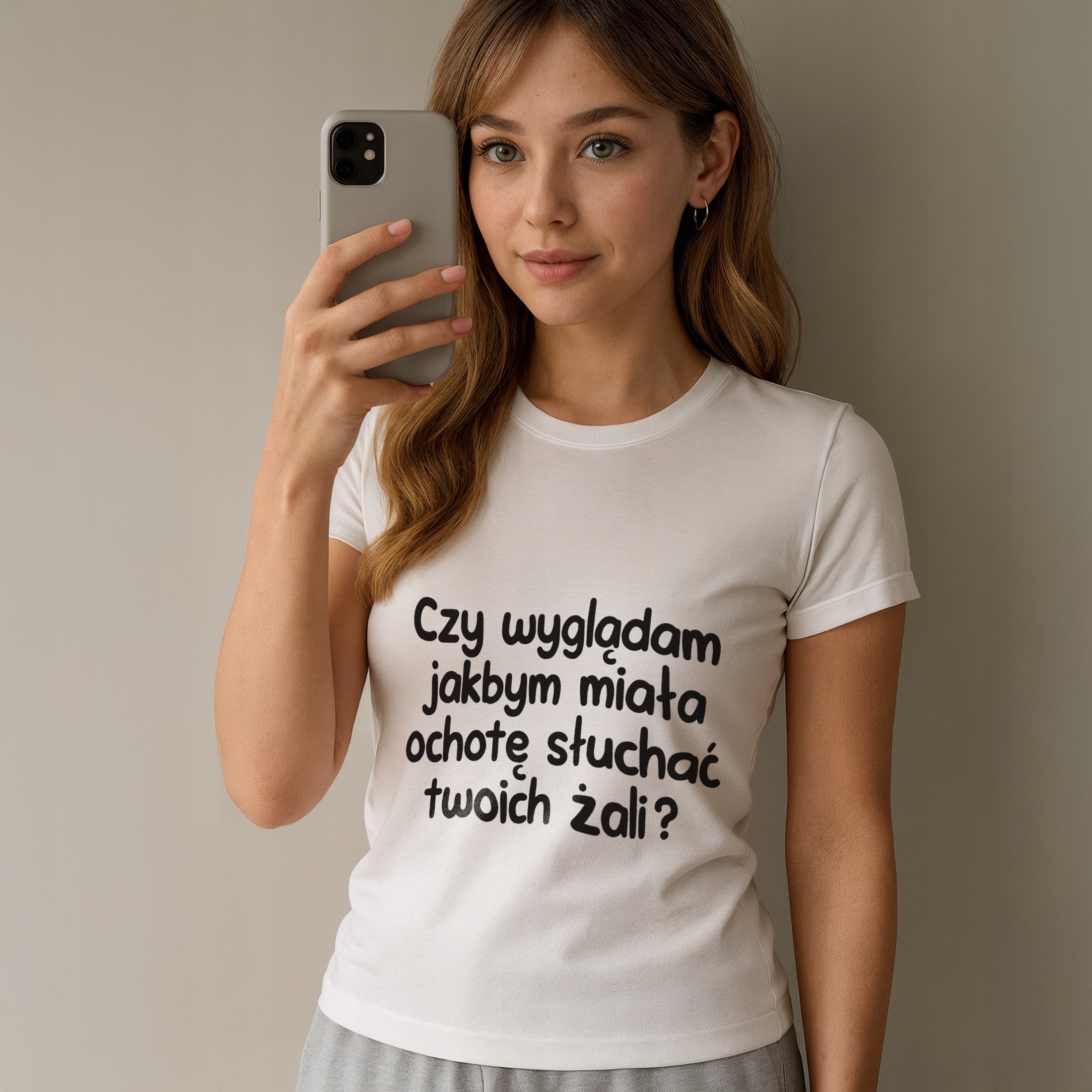Koszulka biała damska Czy Wyglądam Jakbym Zabawny Prezent