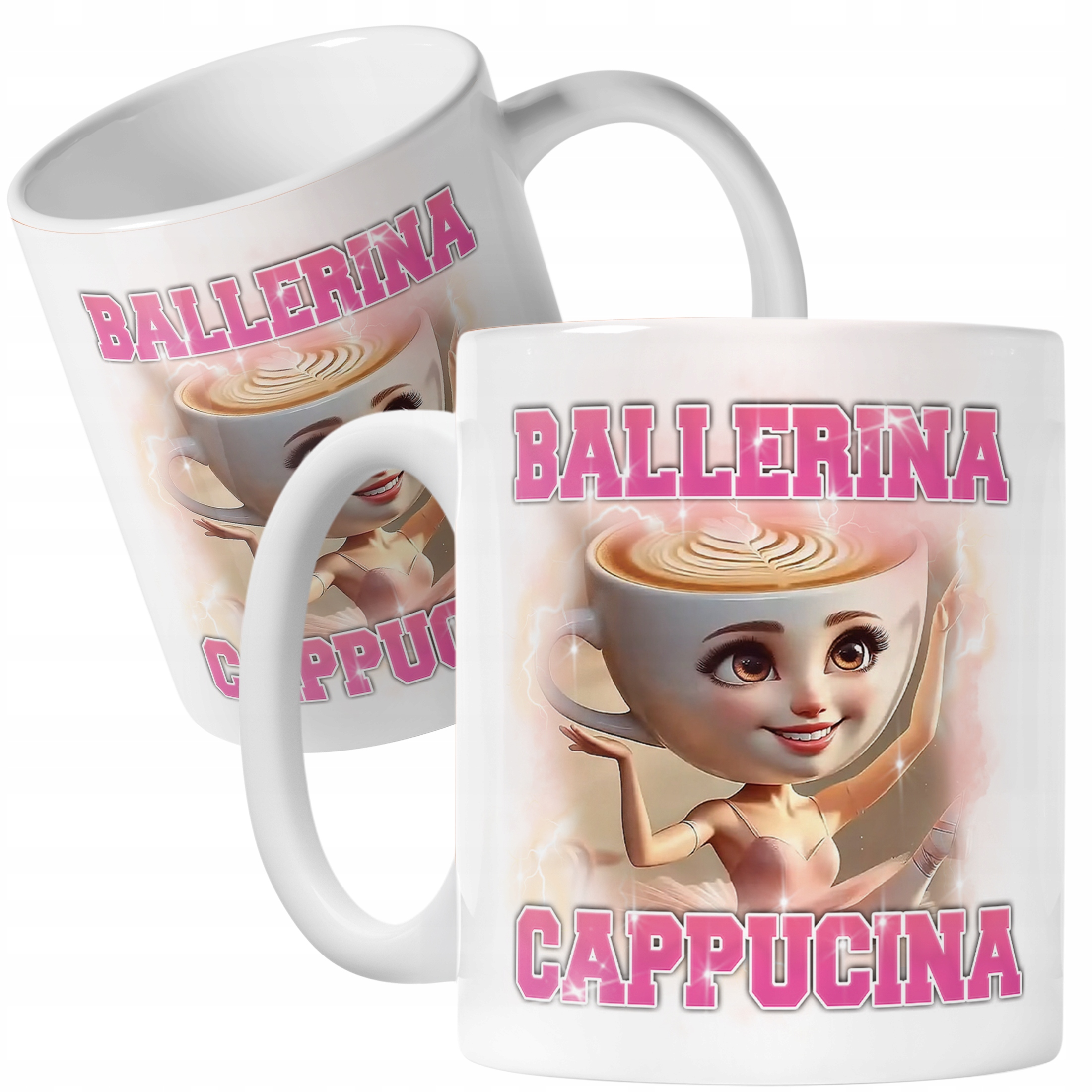Kubek ceramiczny BRAINROT Ballerina Cappucina Memy Zabawny TikTok Viral