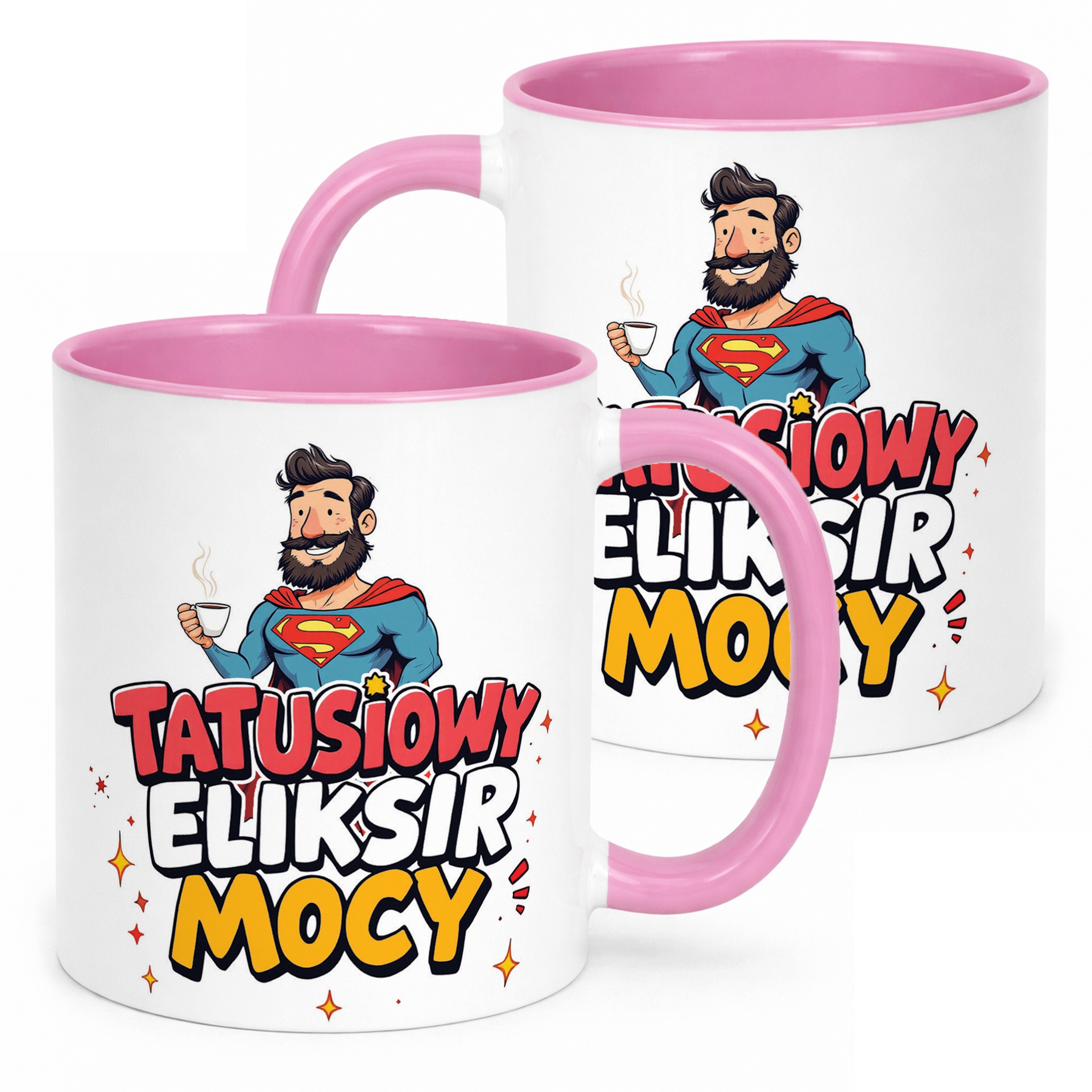 Kubek Różowy Dzień Ojca Dla Taty Tatusiowy Eliksir Mocy Prezent