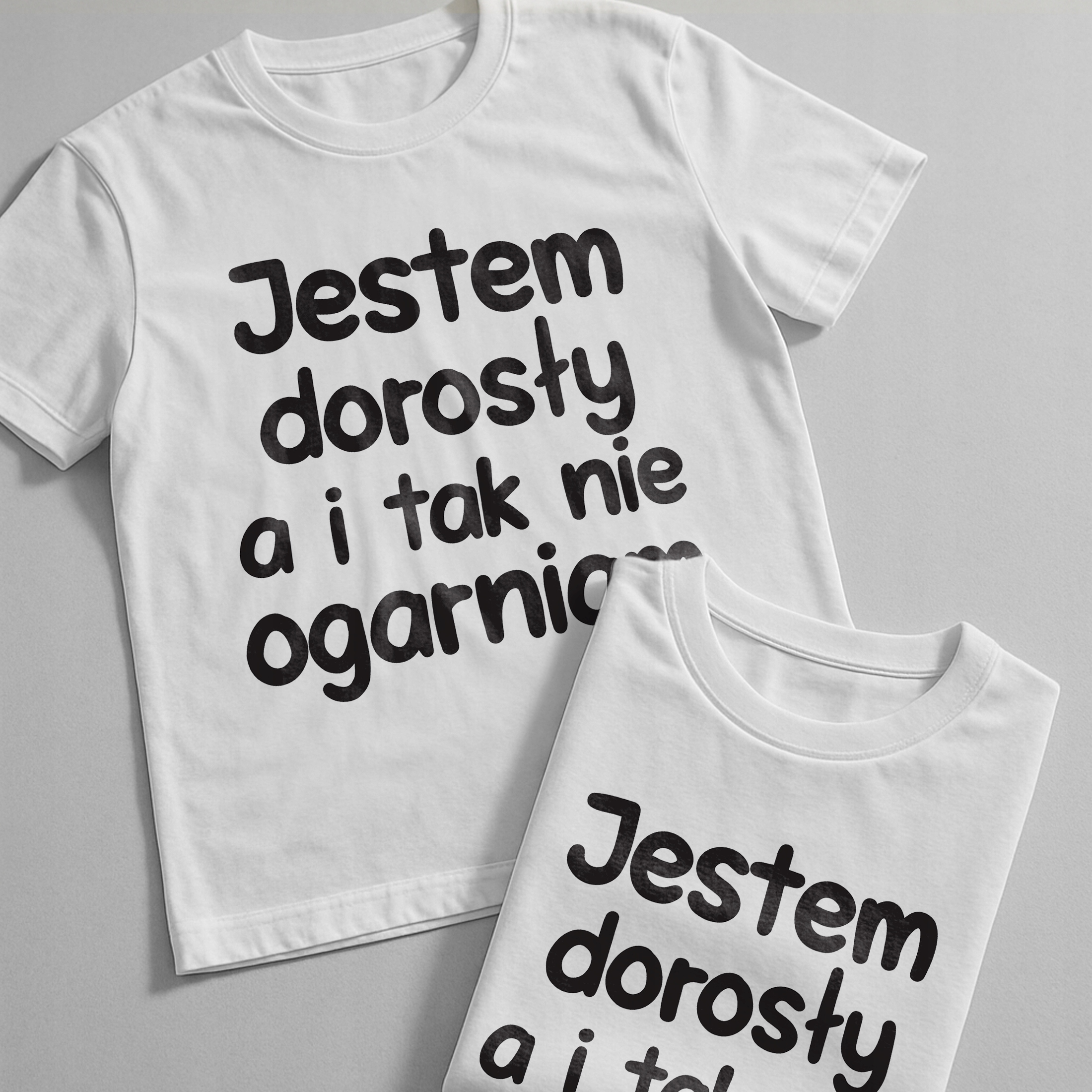 Koszulka biała męska Jestem Dorosły Nie Ogarniam Zabawny Prezent
