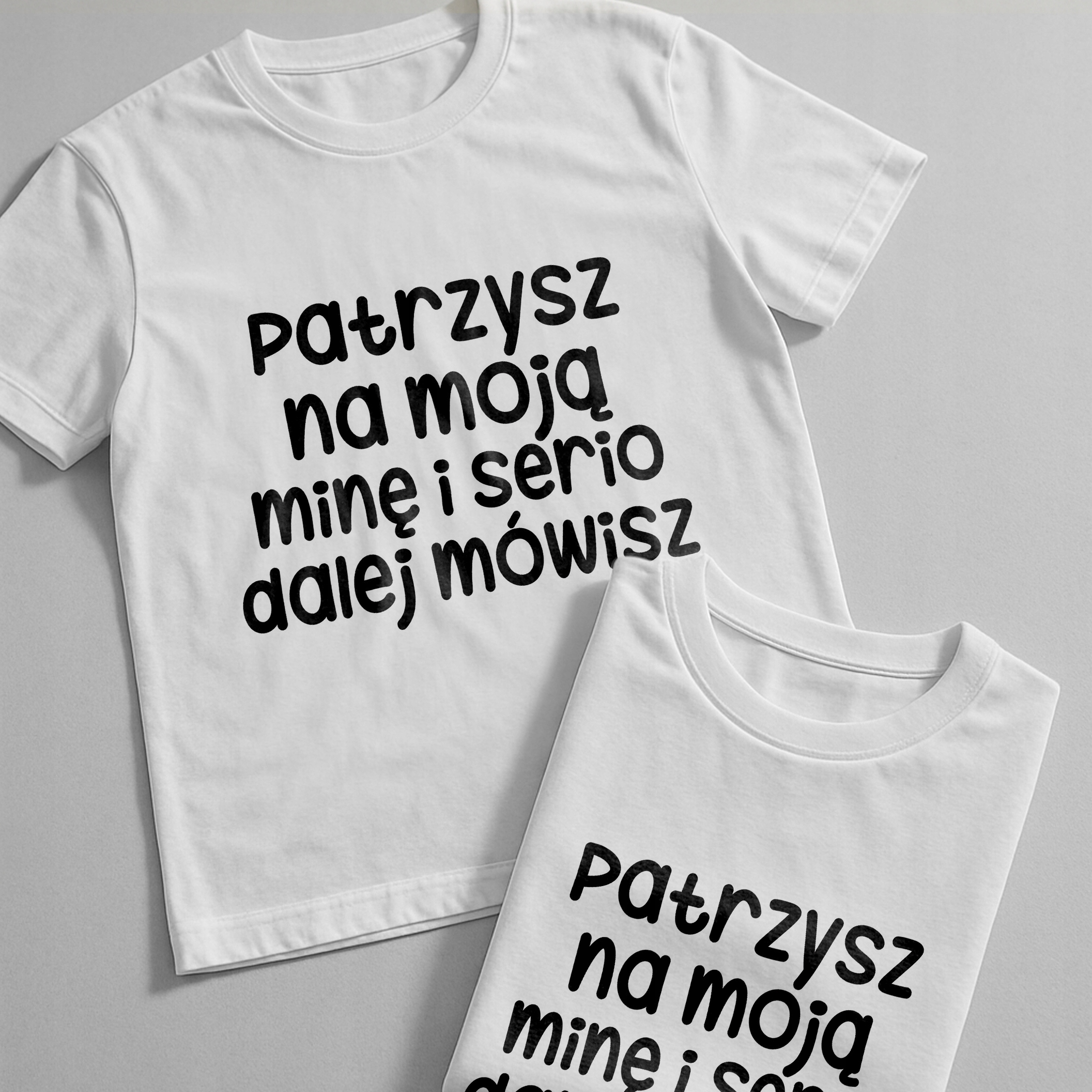 Koszulka biała męska Patrzysz Się Na Moją Minę Zabawny Prezent r. 3XL