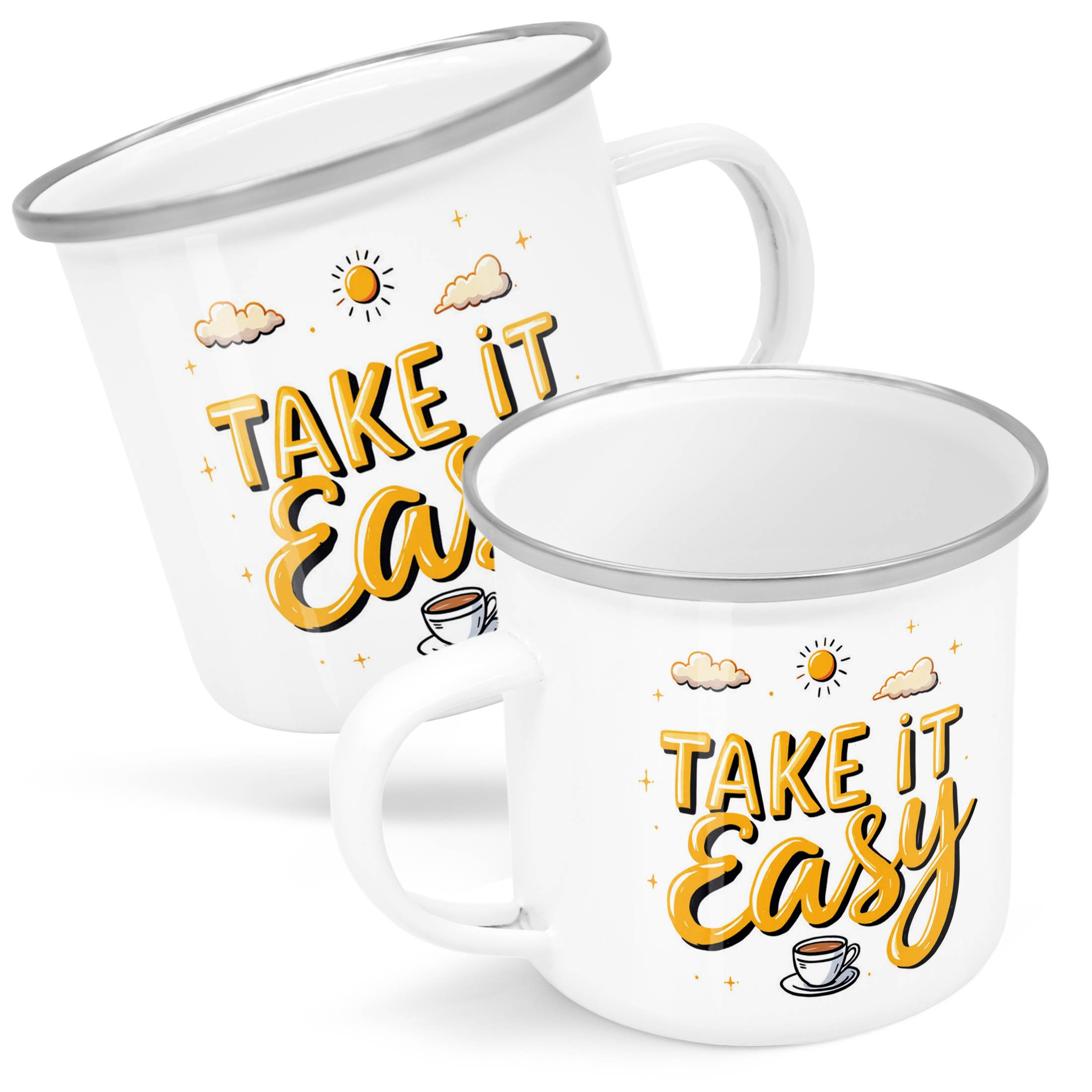 Emaliowany Kubek Garnuszek Take It Easy Prezent Upominek