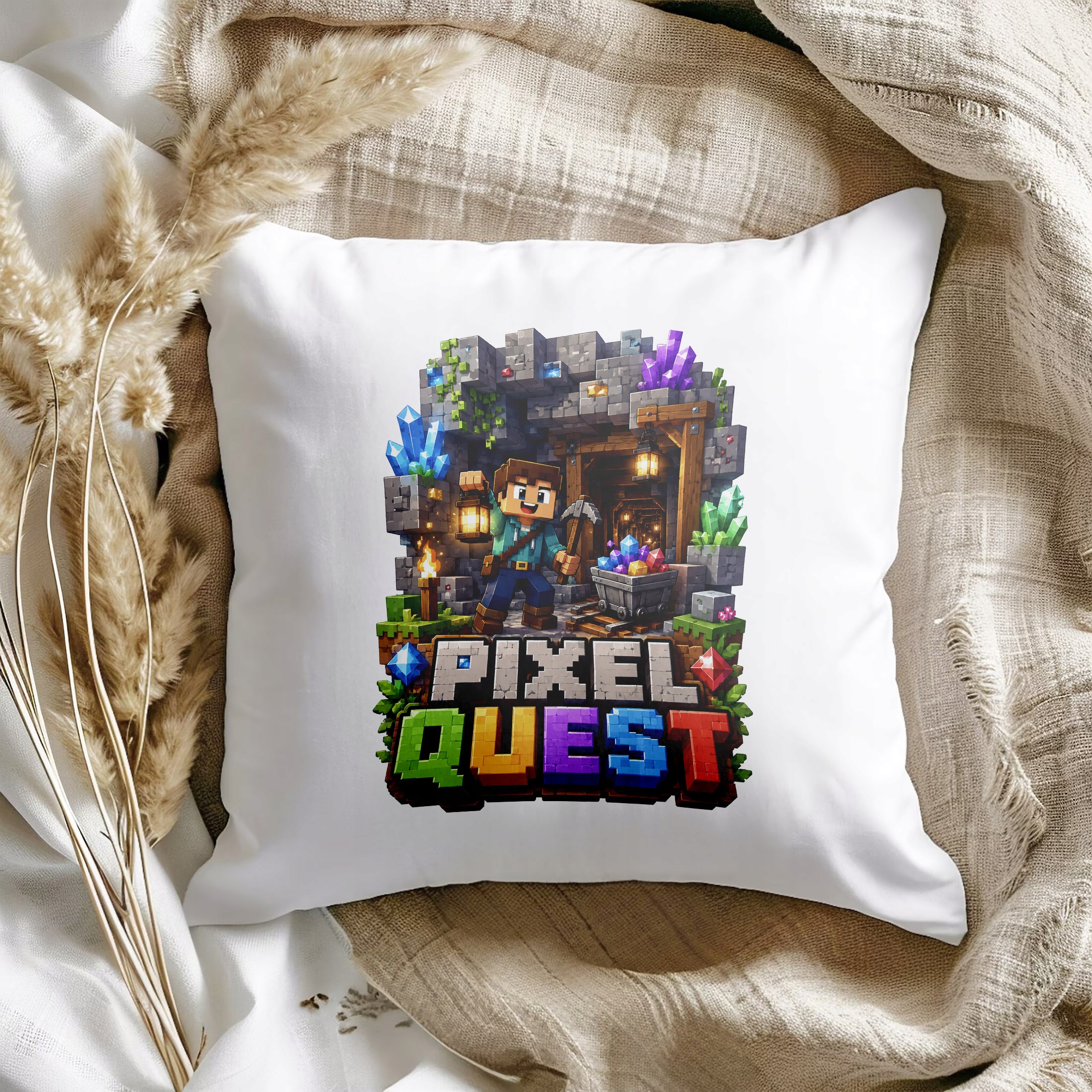 Zestaw Kubek Czarny Poduszka Z Nadrukiem PIXEL Gra Prezent