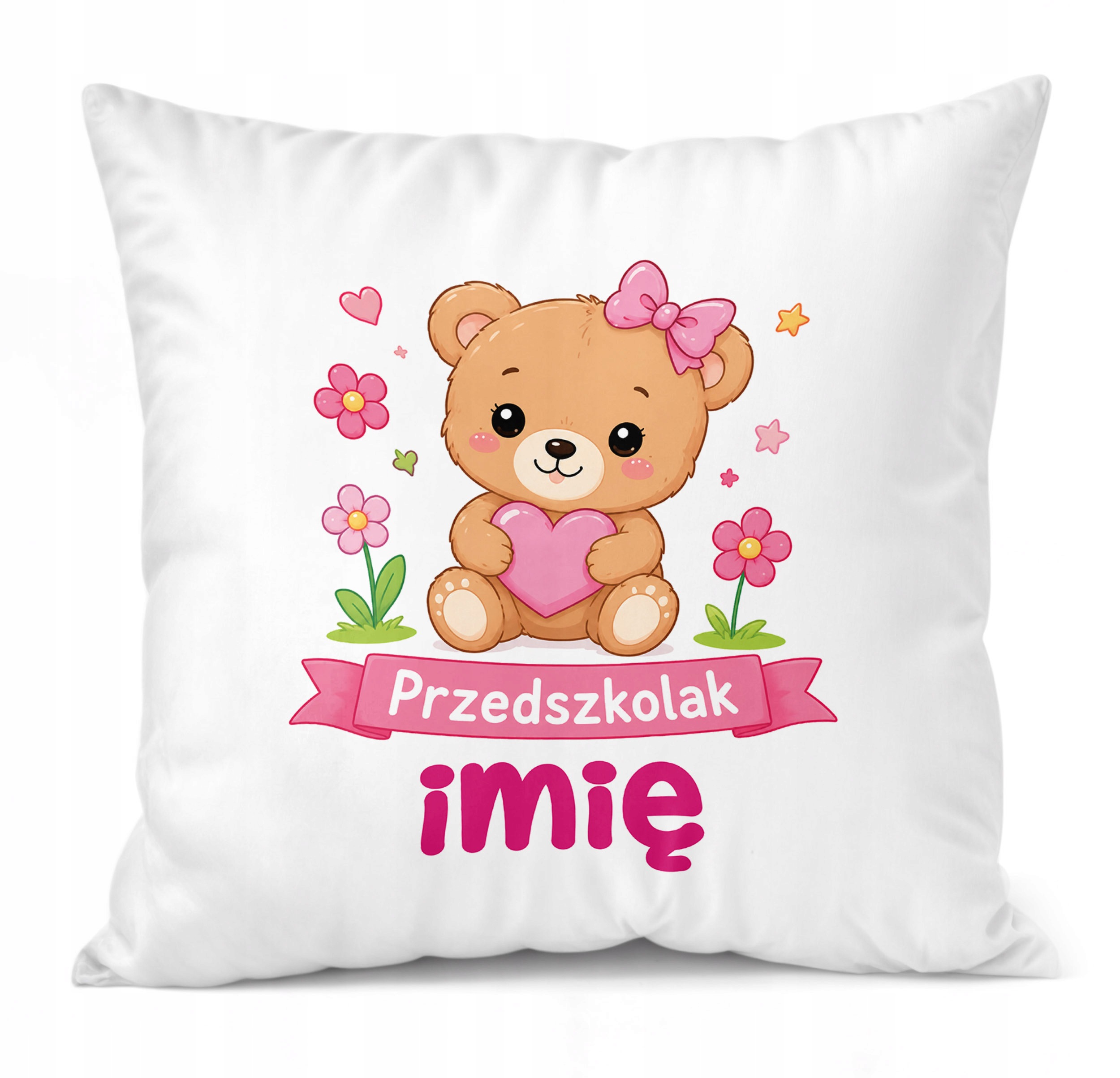 Zestaw Personalizowany Kubek Czarny Poduszka Przedszkolak Miś