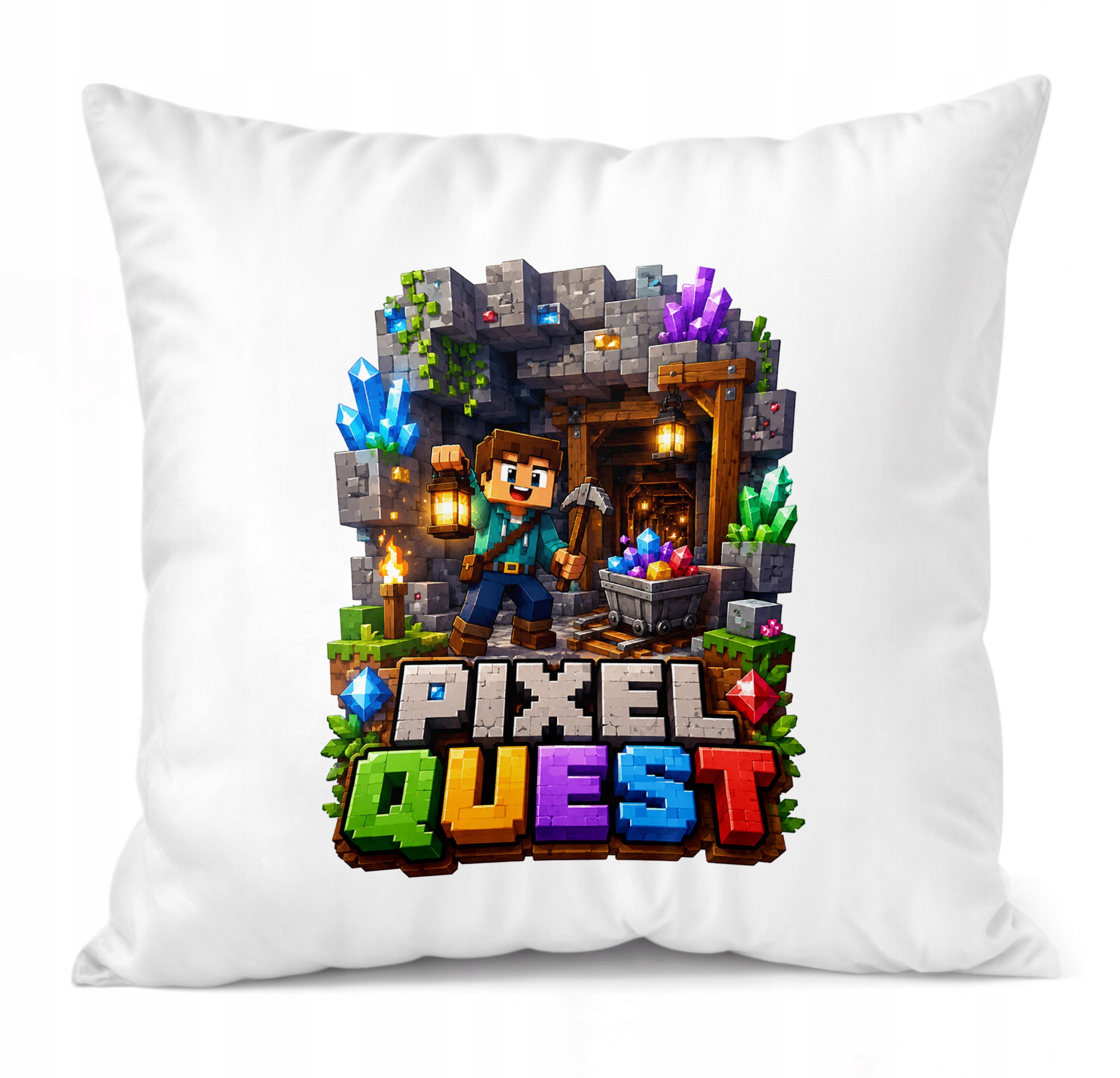 Zestaw Kubek Czarny Poduszka Z Nadrukiem PIXEL Gra Prezent