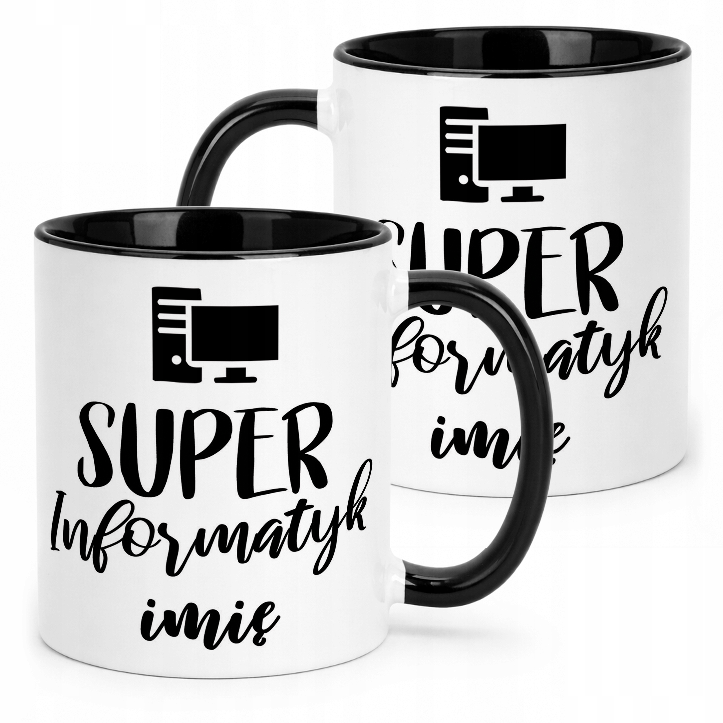 Kubek Czarny Personalizowany Super Informatyk Prezent Upominek