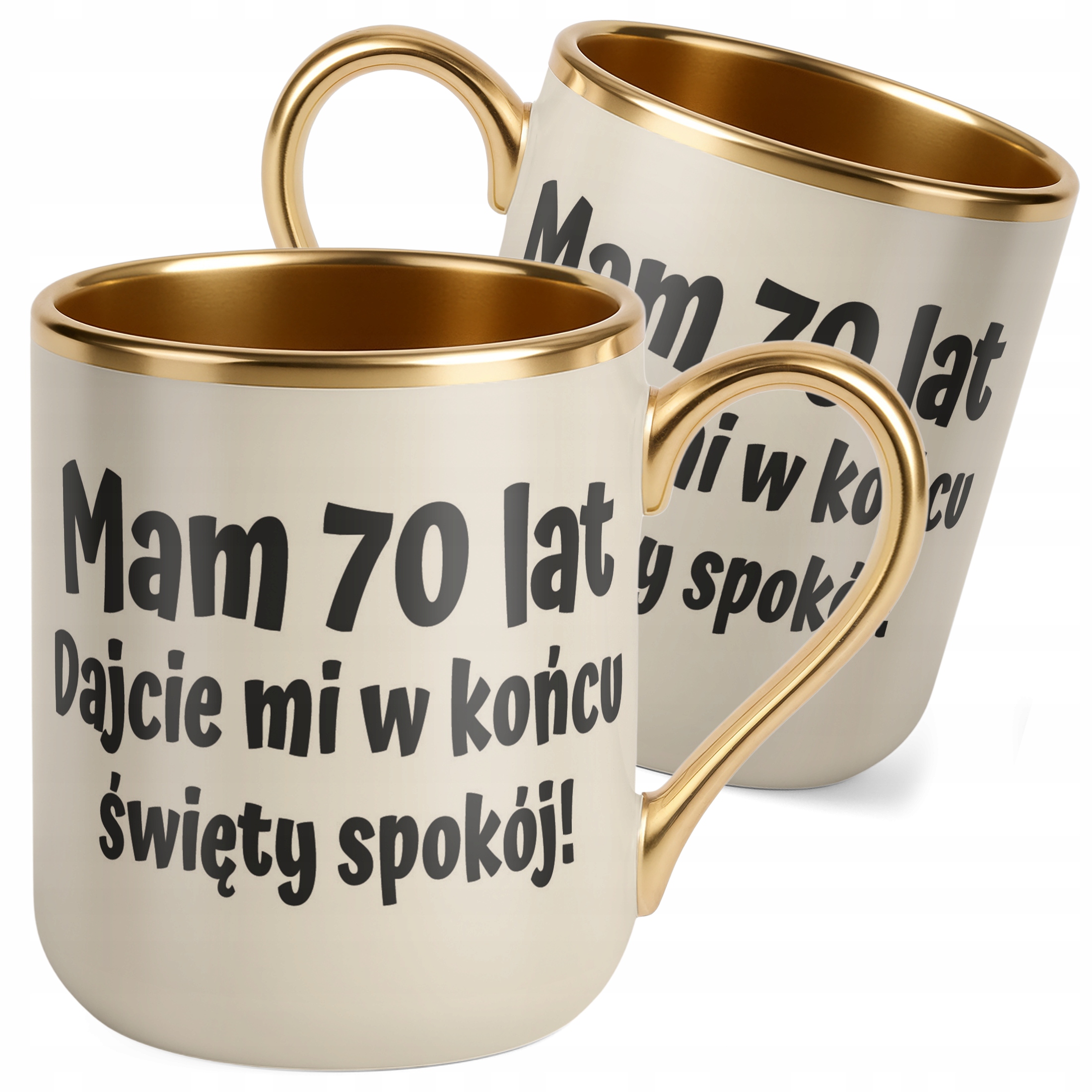 Kubek Premium Złoty Ecru Mam 70 Lat Na Urodziny Prezent Upominek