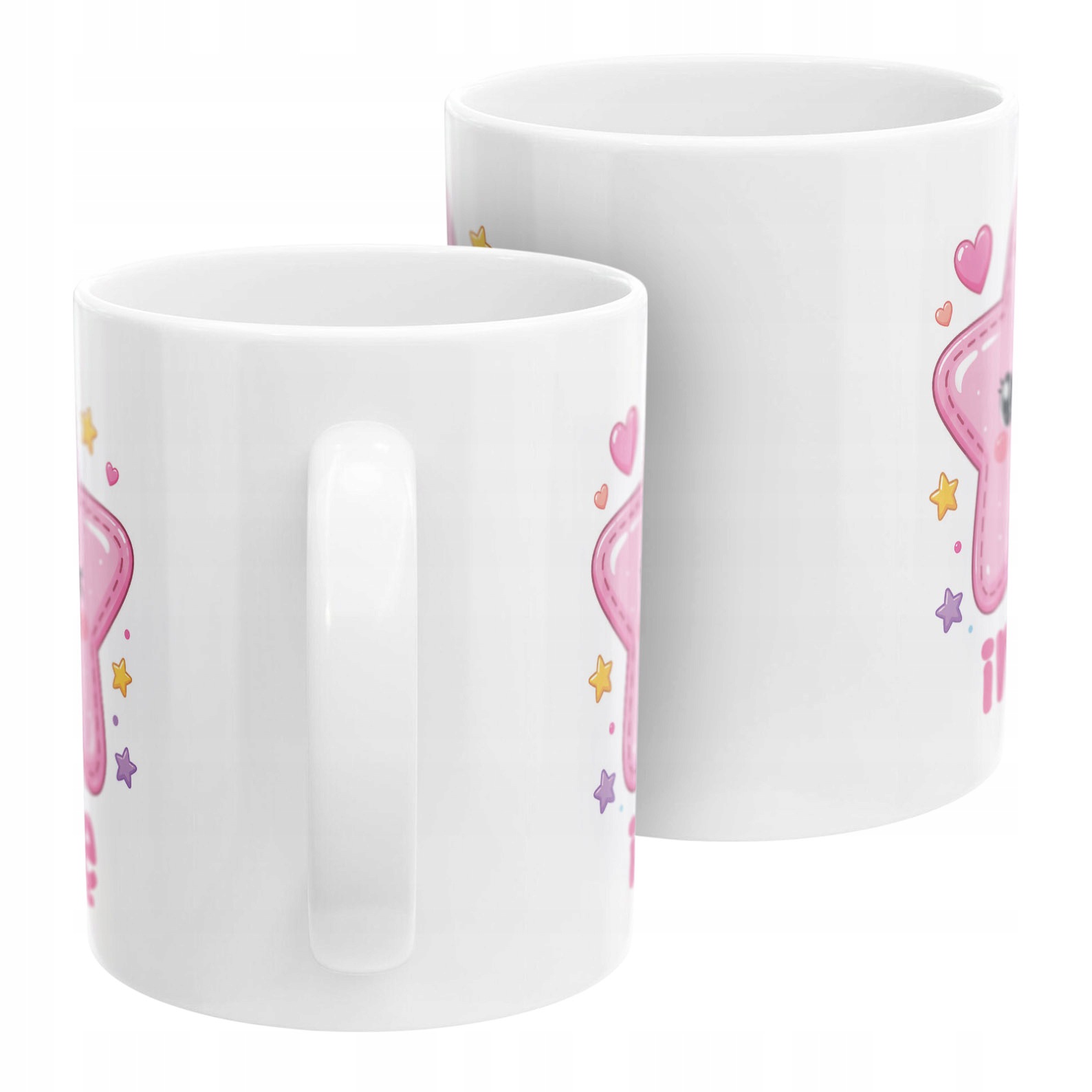 Biały Kubek z nadrukiem personalizowany Kawaii Gwiazdka Dla Dzieci Prezent