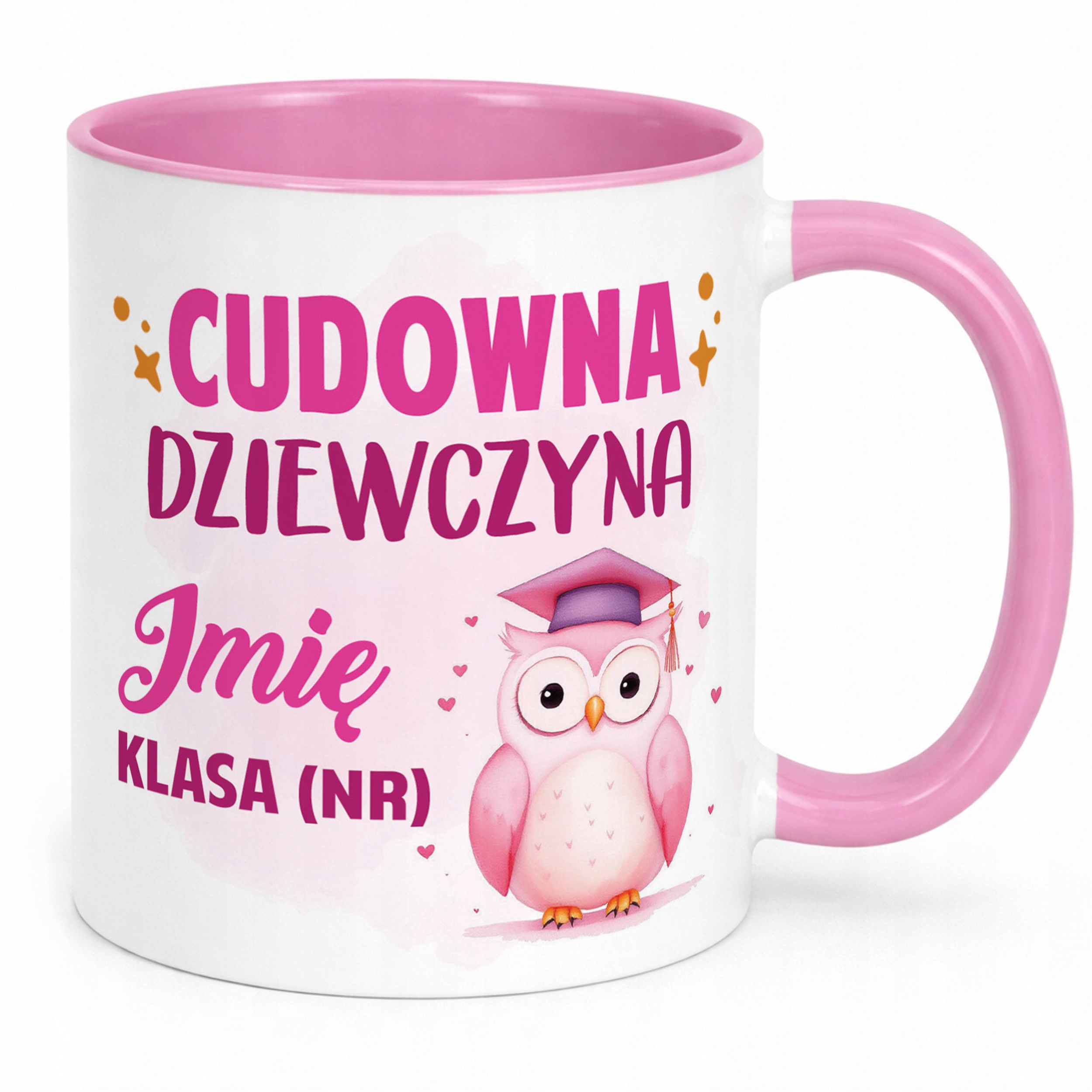 Kubek Różowy Z Imieniem Klasa Dzień Kobiet Dla Dziewczynki Prezent