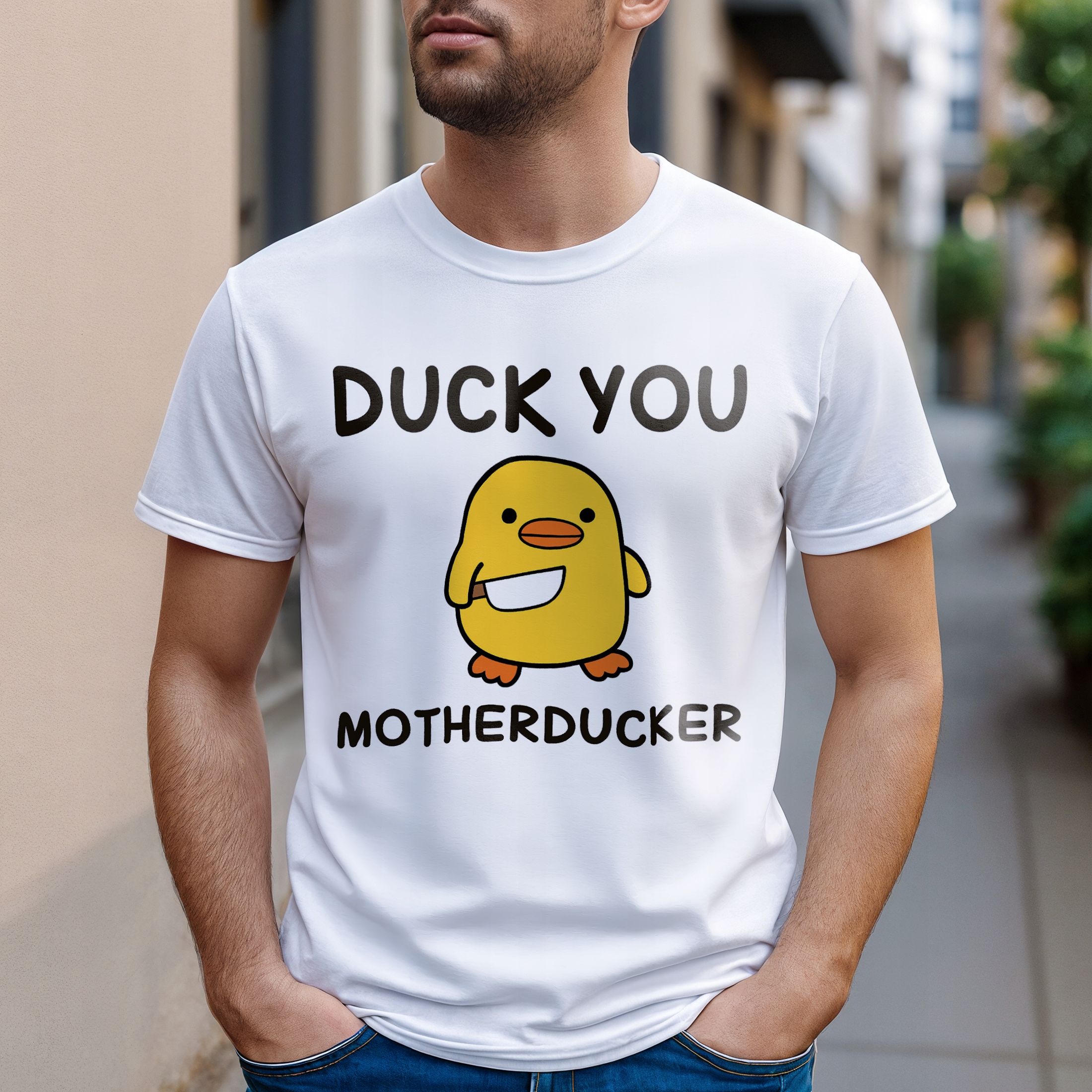 Koszulka biała męska Duck You Zabawny Prezent r. 3XL
