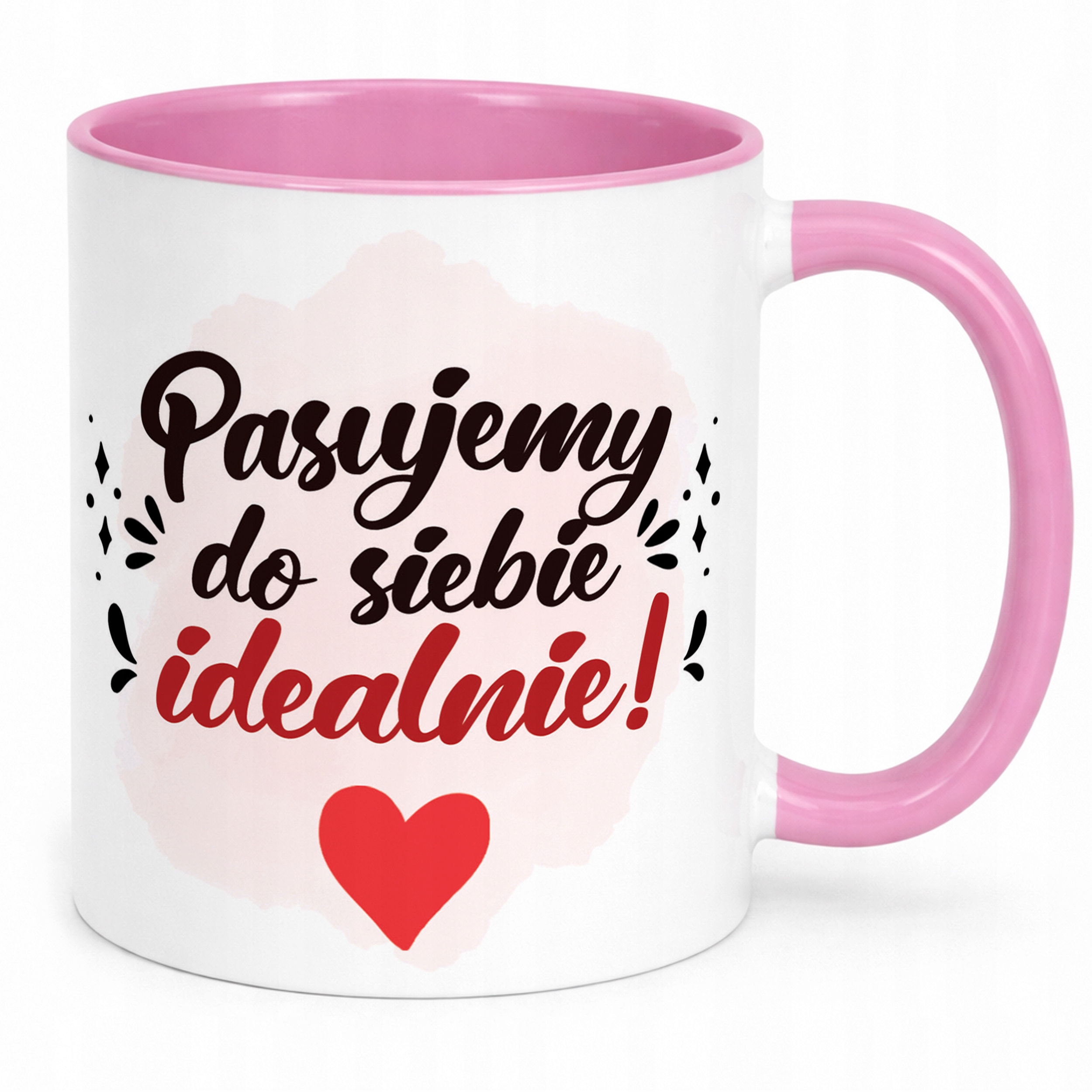 Kubek Różowy Personalizowany Serce Walentynki Prezent Upominek