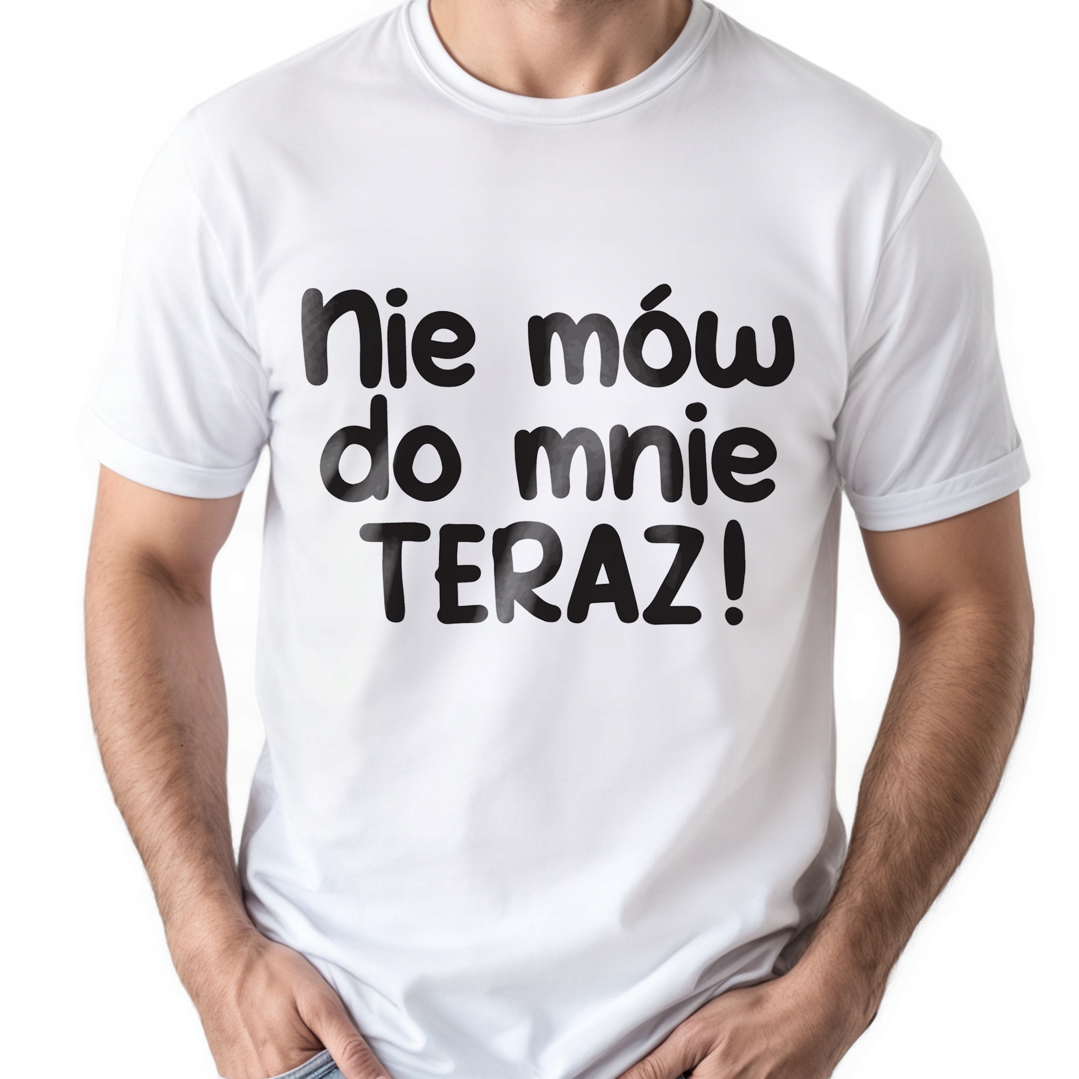 Koszulka biała męska Nie Mów Do Mnie Teraz Zabawny Prezent
