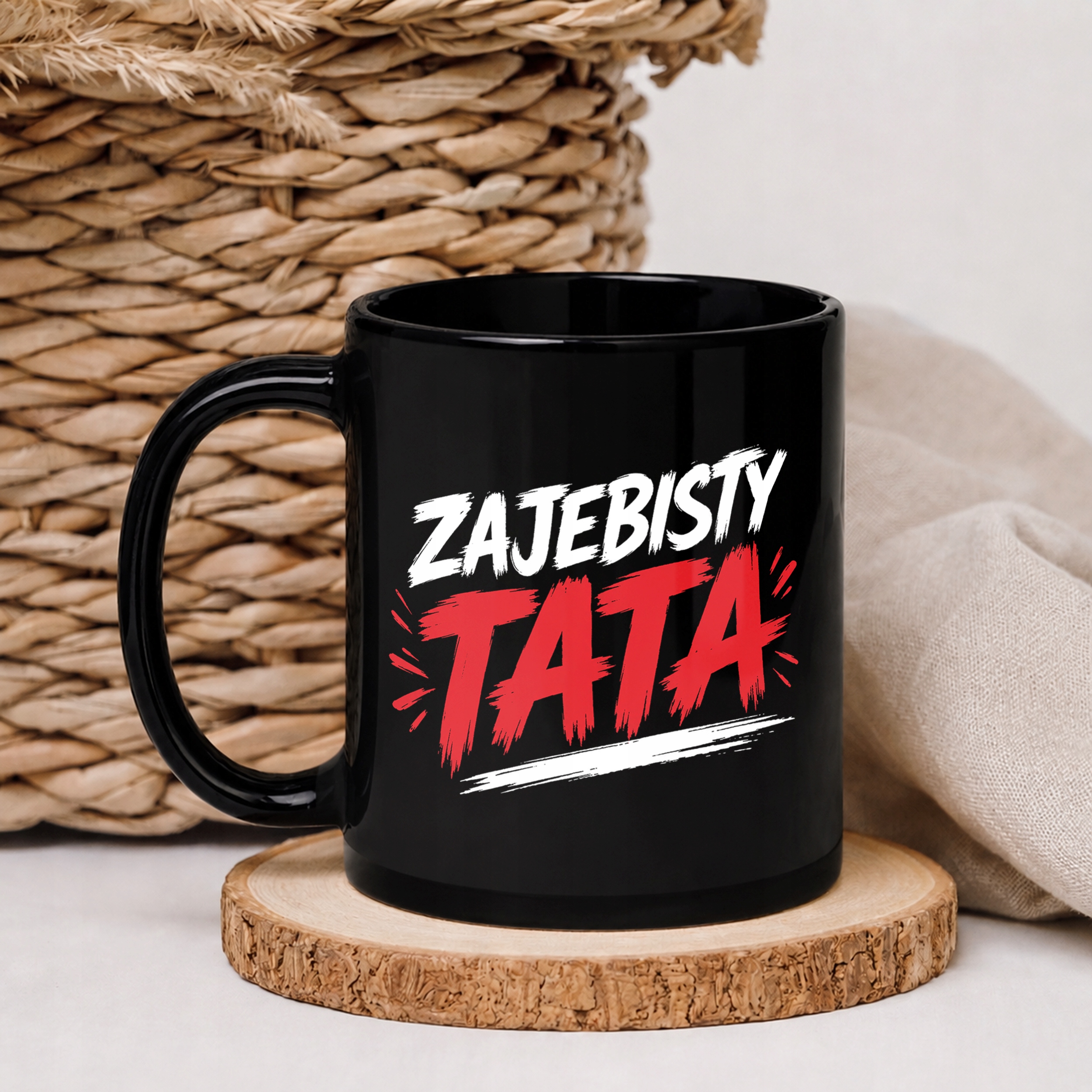 Kubek czarny dla taty prezent na Dzień Ojca praktyczny upominek dla tatusia