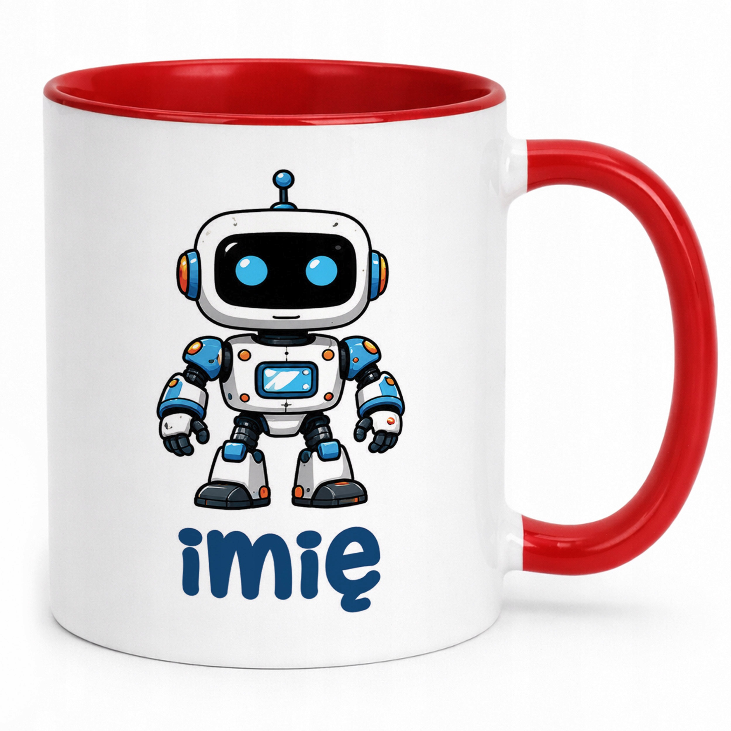 Zestaw Personalizowany Plecak Worek Kubek Czerwony Robot Prezent
