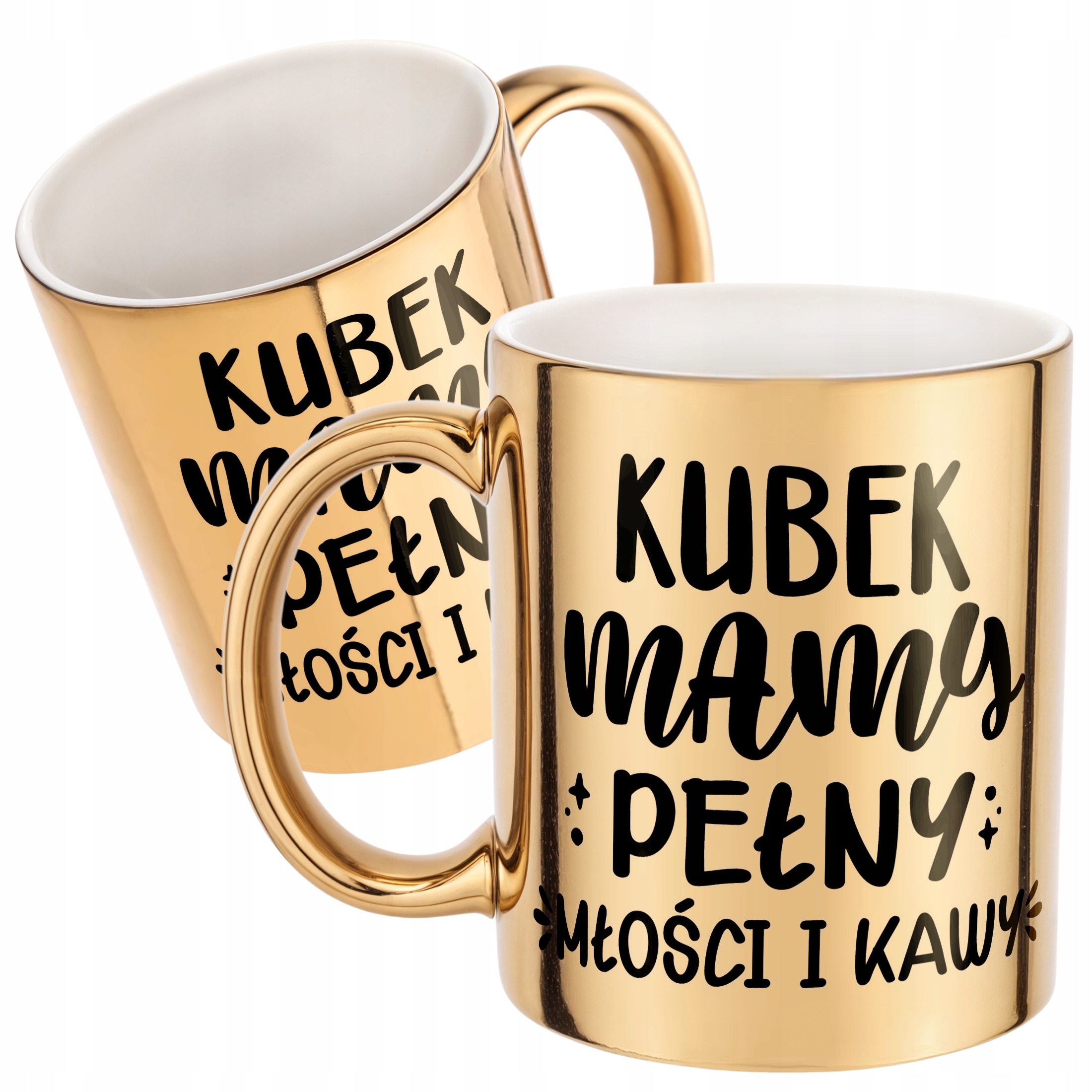 Złoty Kubek ceramiczny Dzień Matki Dla Mamy Kubek Pełny Kawy i Miłości