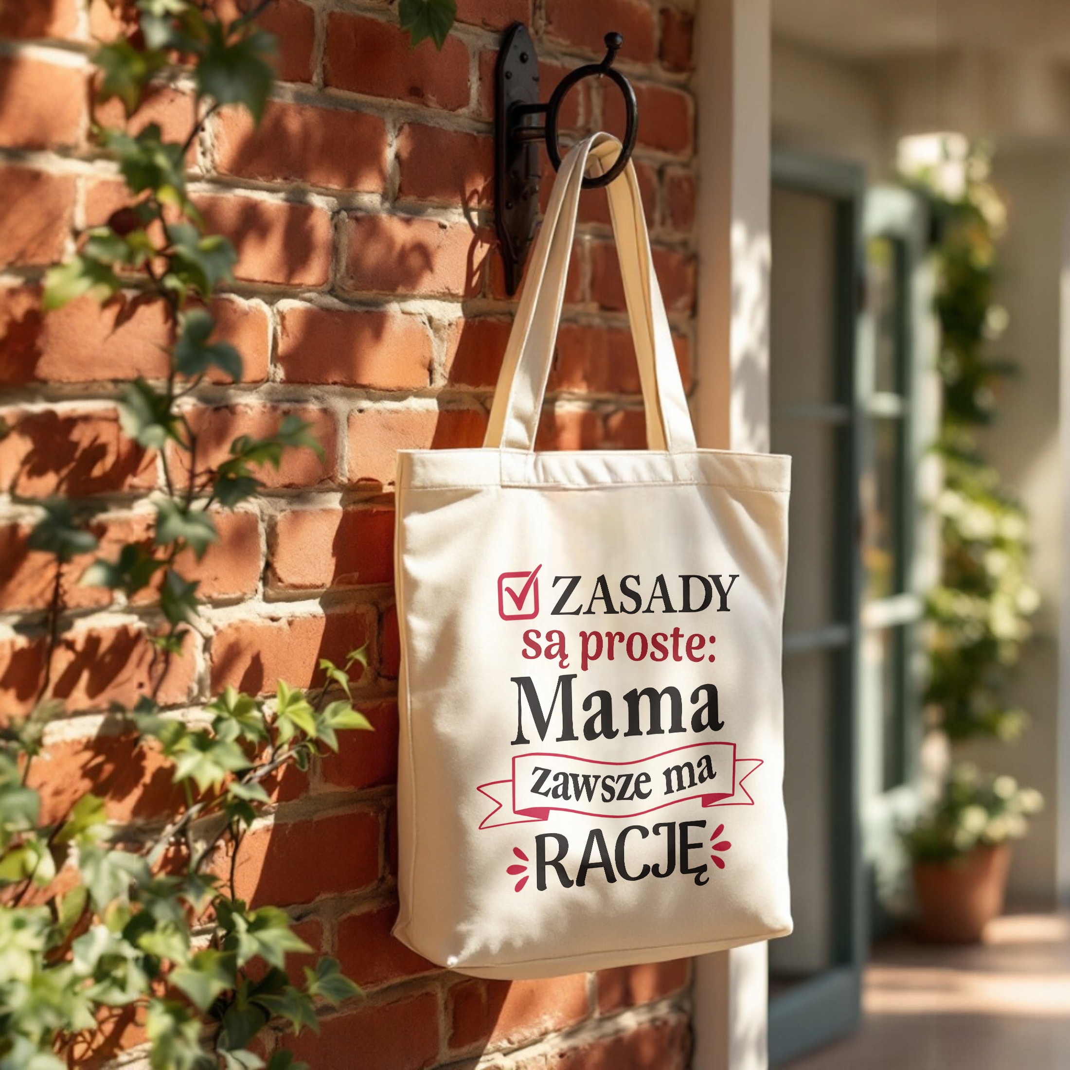 Torba bawełniana premium na zakupy Dzień Matki Prezent Zasady Są Proste