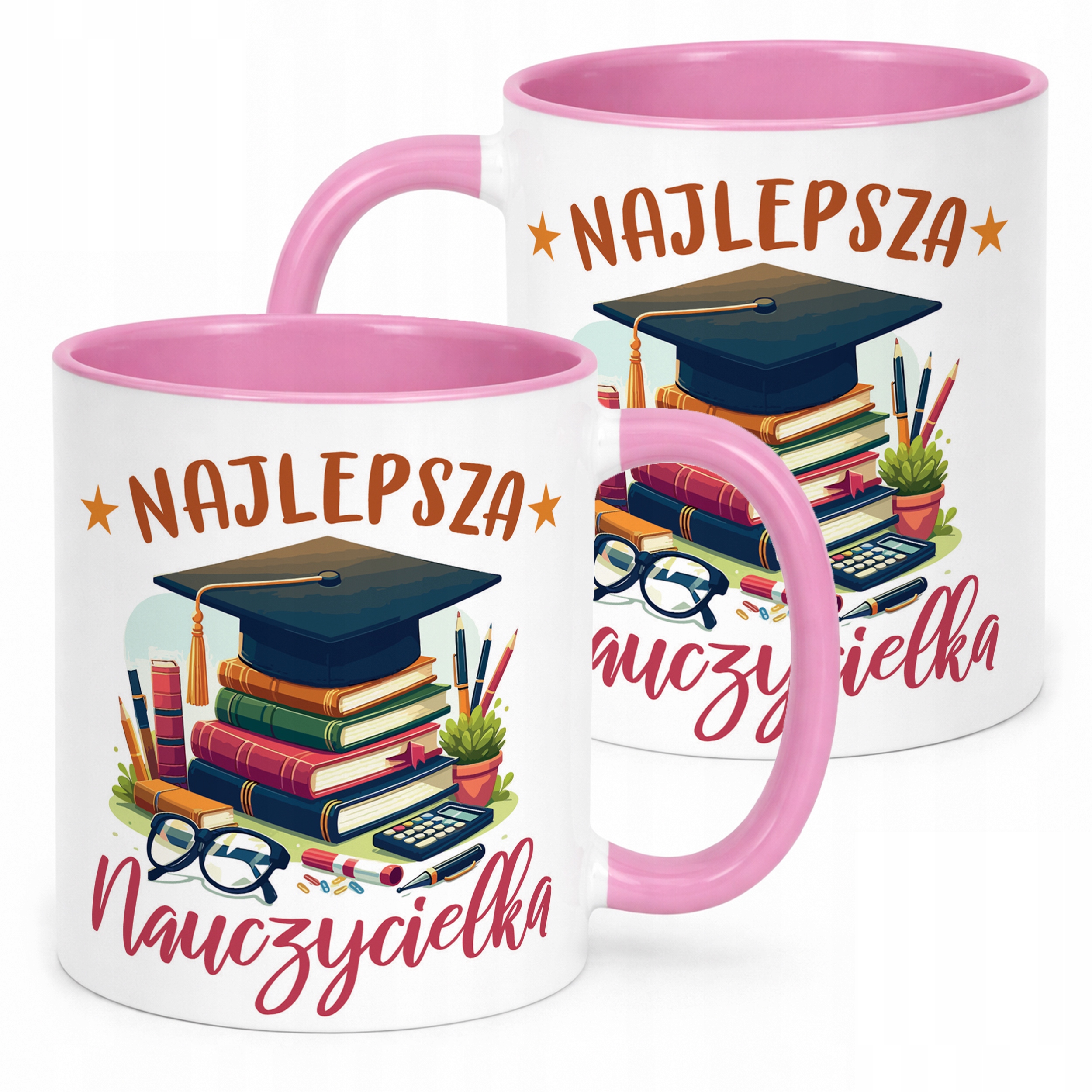 Kubek Różowy Najlepsza Nauczycielka Dzień Nauczyciela Prezent