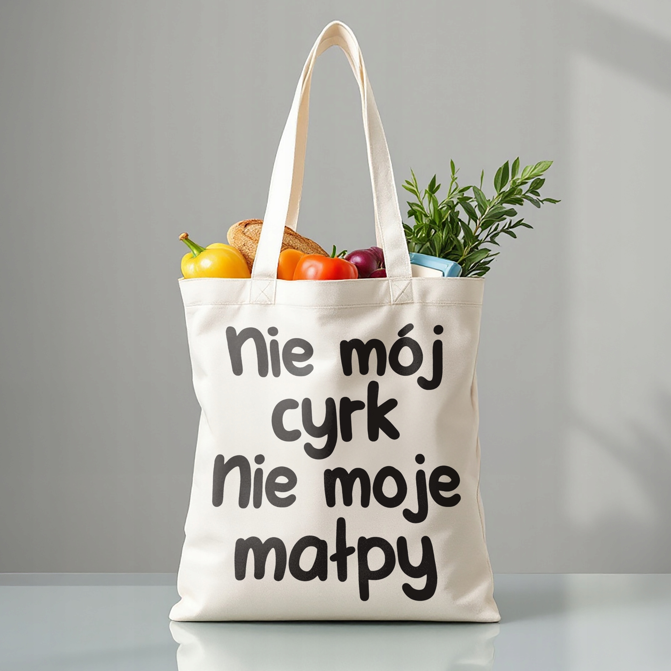 Torba bawełniana premium Nie Mój Cyrk Nie Moje Małpy Zabawny Prezent