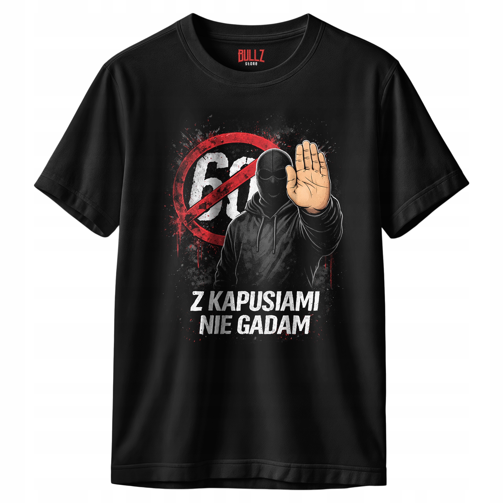 Koszulka czarna męska Z Kapusiami nie gadam Przekreślona Anty 60