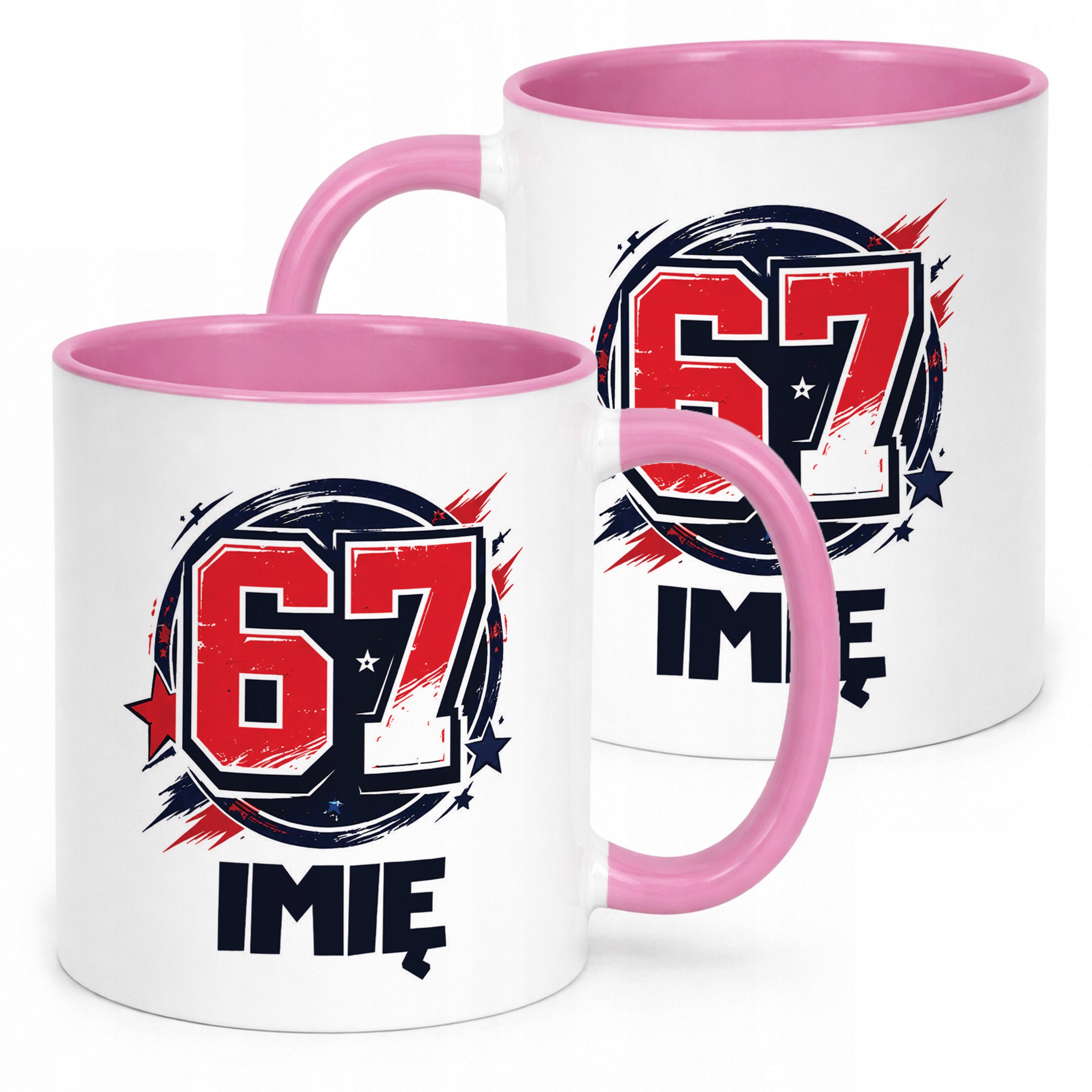 Kubek Różowy z nadrukiem personalizowany SIX SEVEN 67 Dla Dzieci Prezent