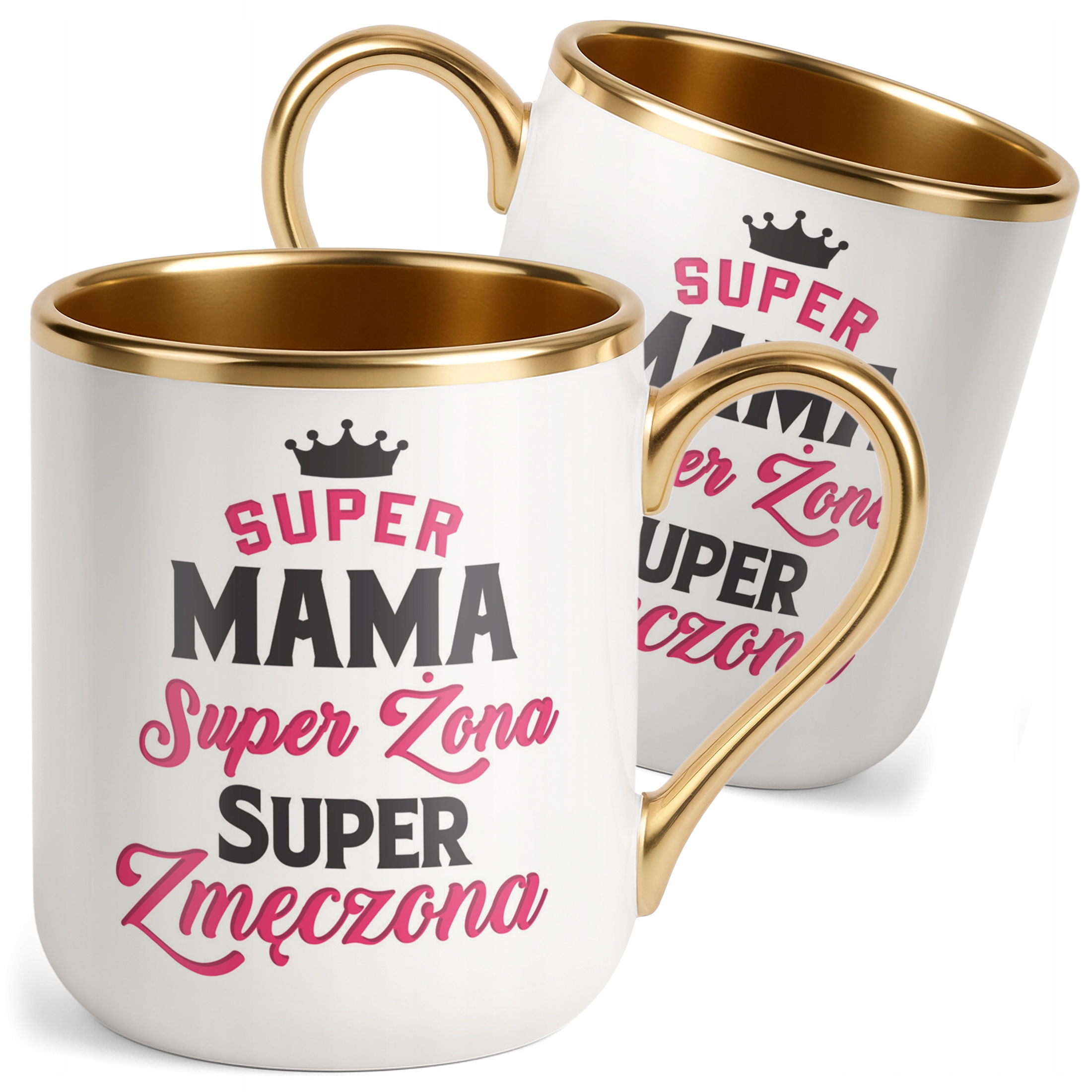 Kubek Premium Złoty Dzień Matki Dla Mamy Prezent Super Mama Żona