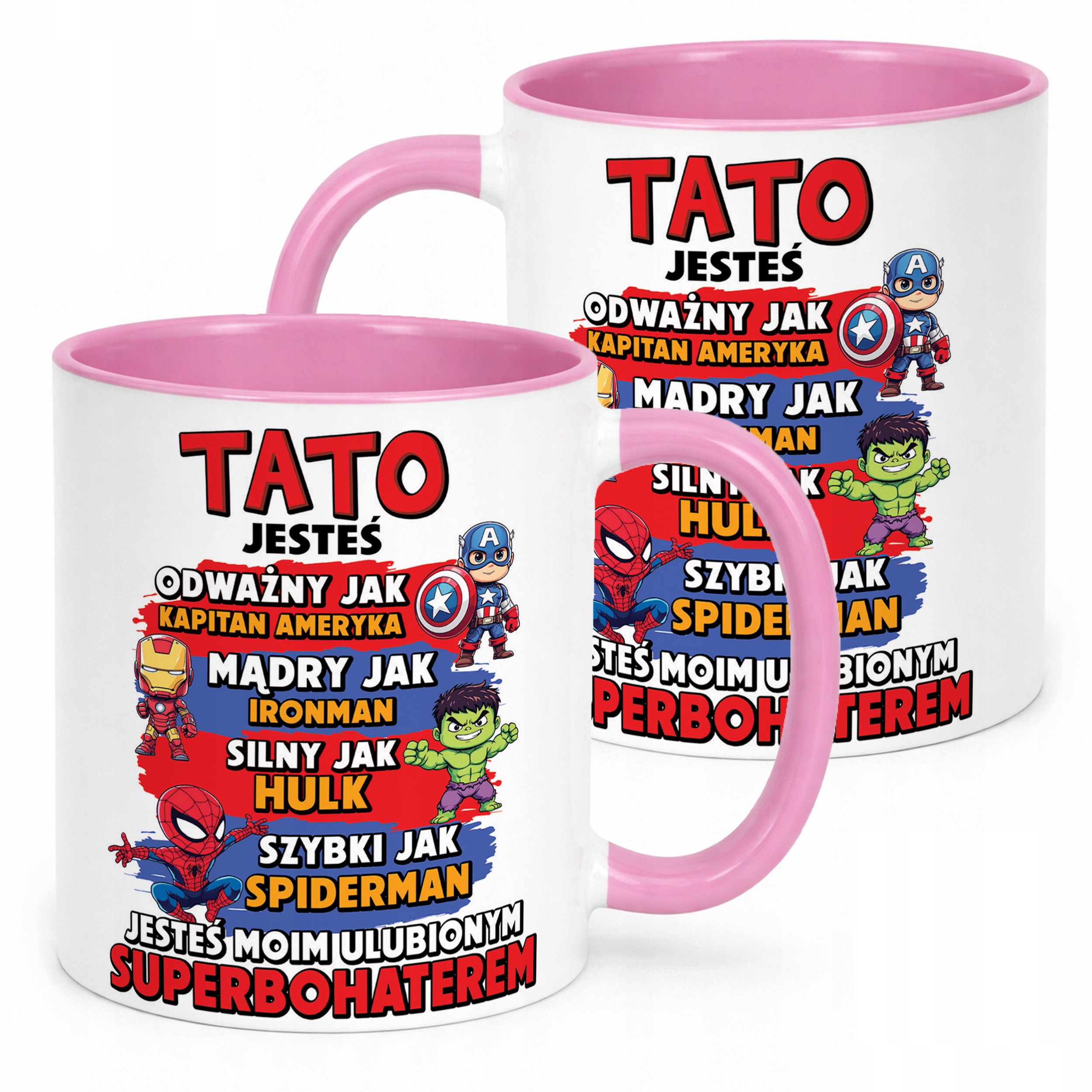 Kubek Różowy Dzień Ojca Dla Taty Tata Superbohater Prezent