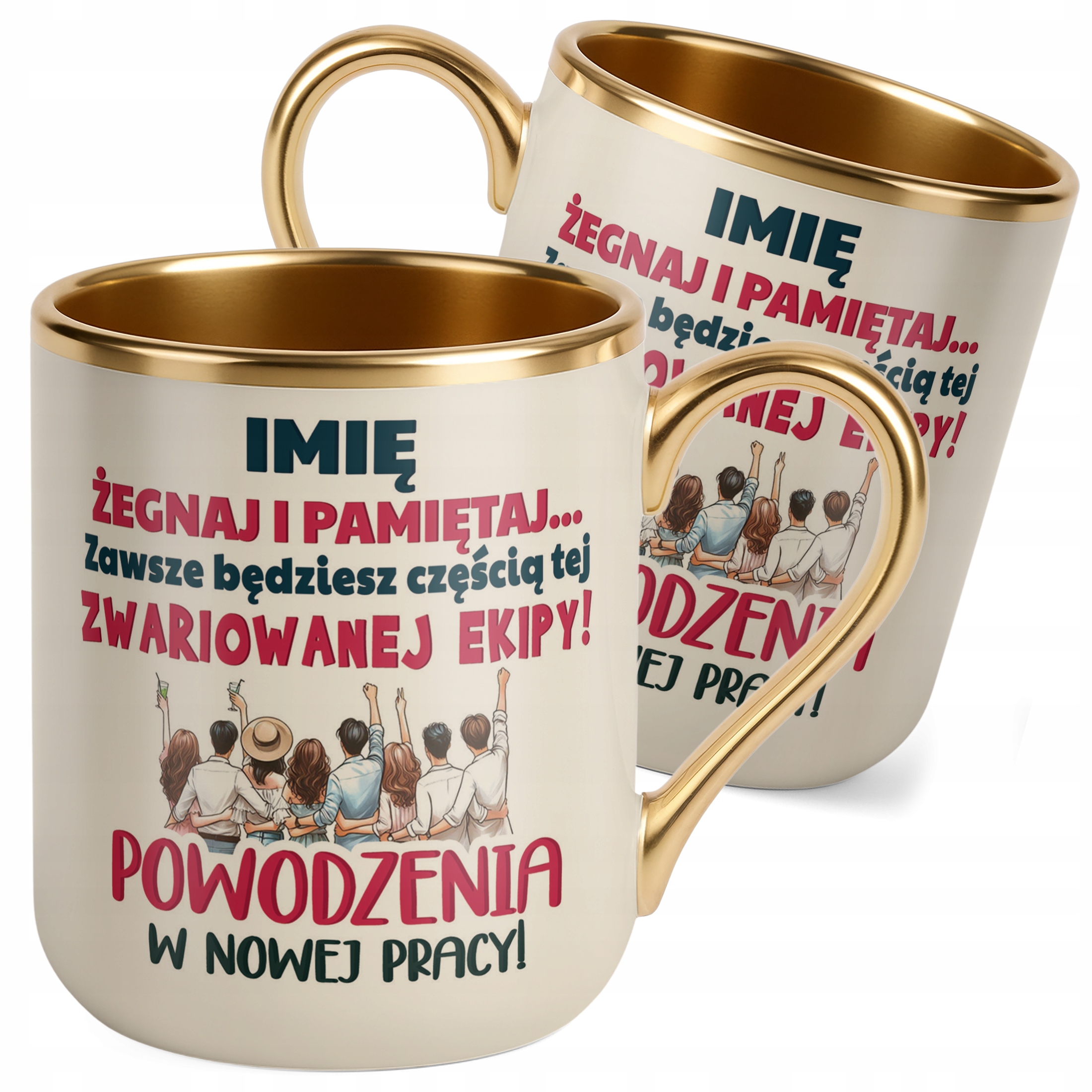 Kubek Premium Złoty Ecru Personalizowany Pożeganie Odejście z Pracy
