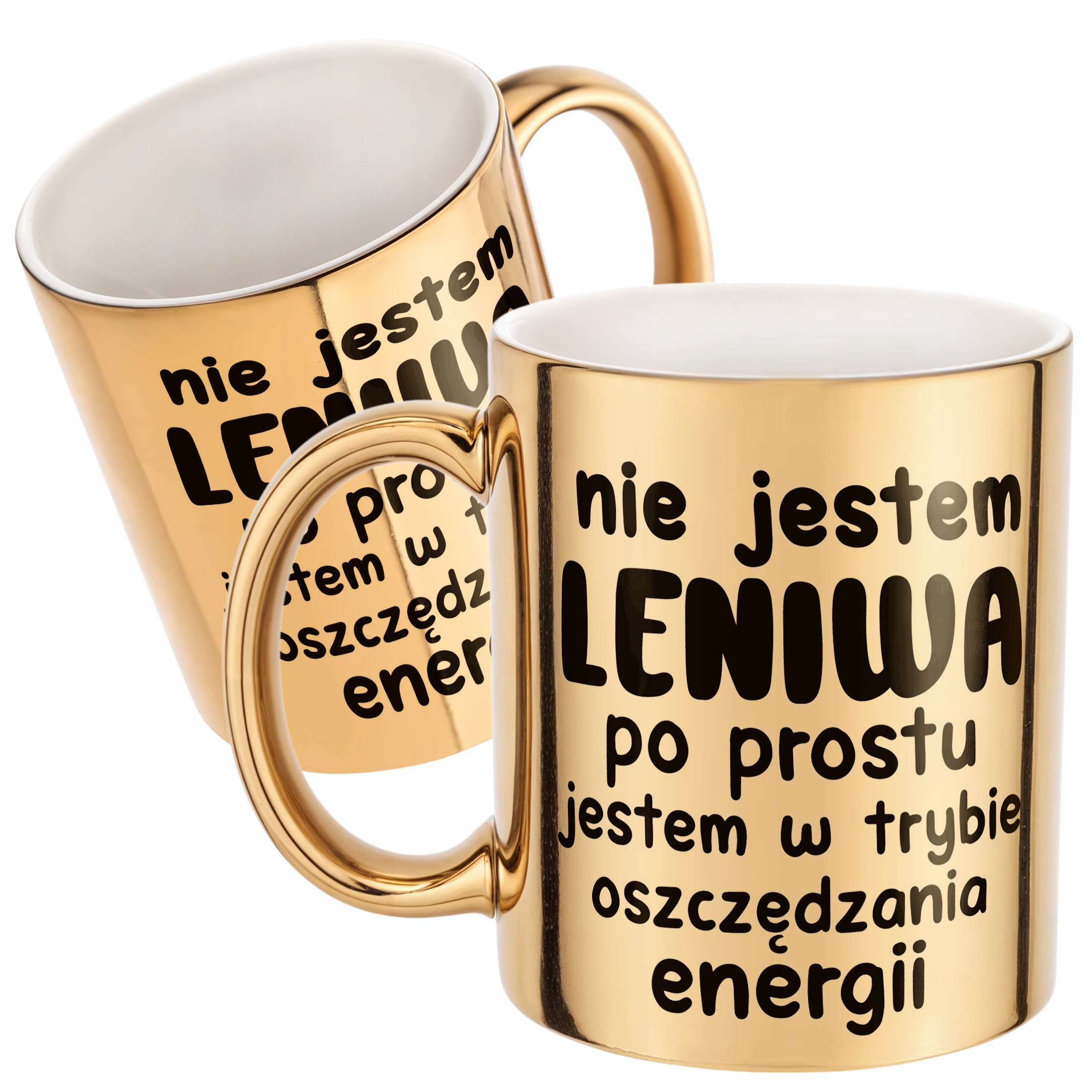 Złoty Kubek Nie Jestem Leniwa Śmieszny Zabawny Prezent