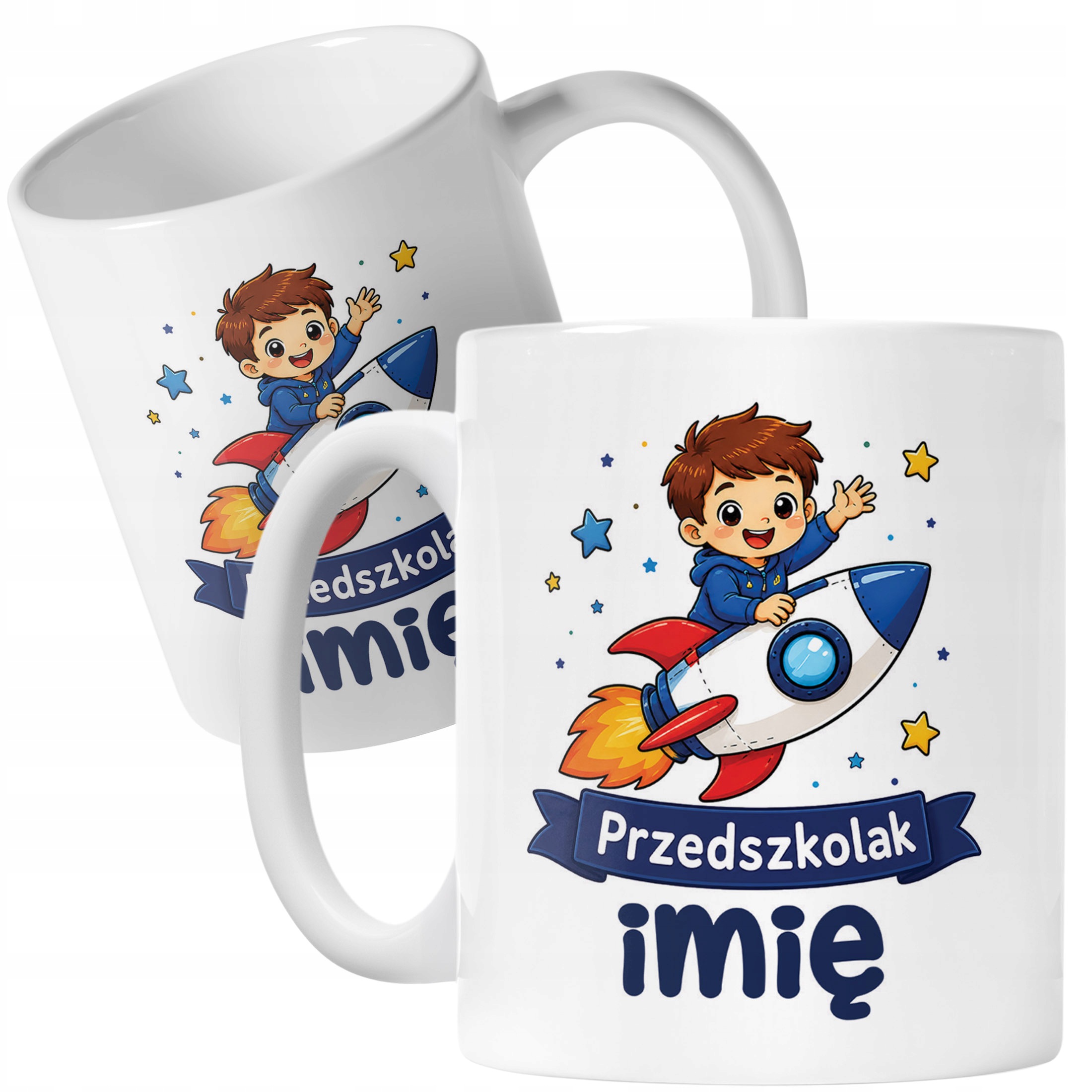 Biały Kubek z nadrukiem personalizowany Przedszkolak Szkoła Dla Dzieci