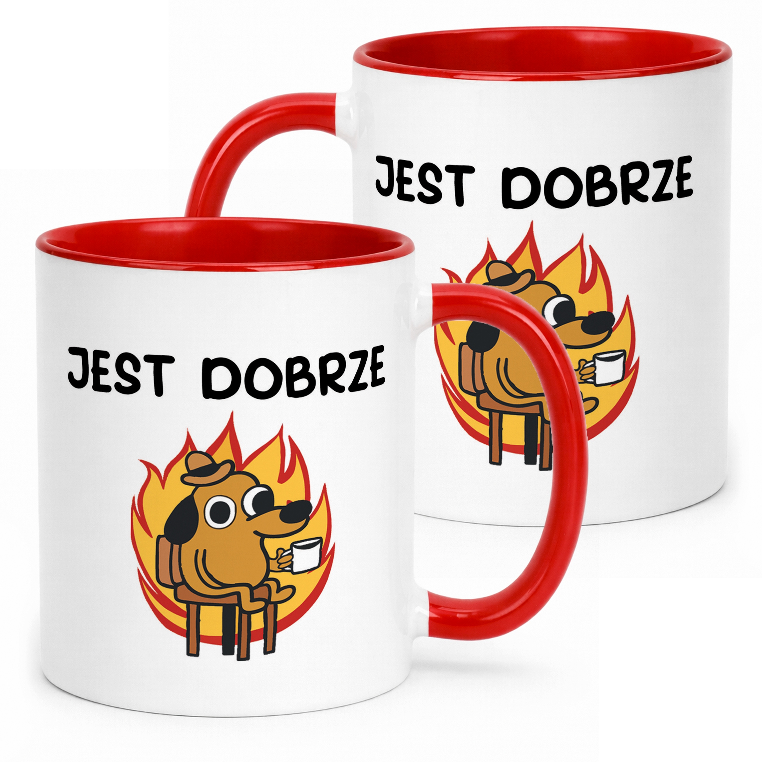 Kubek Czerwony Jest Dobrze Śmieszny Zabawny Prezent
