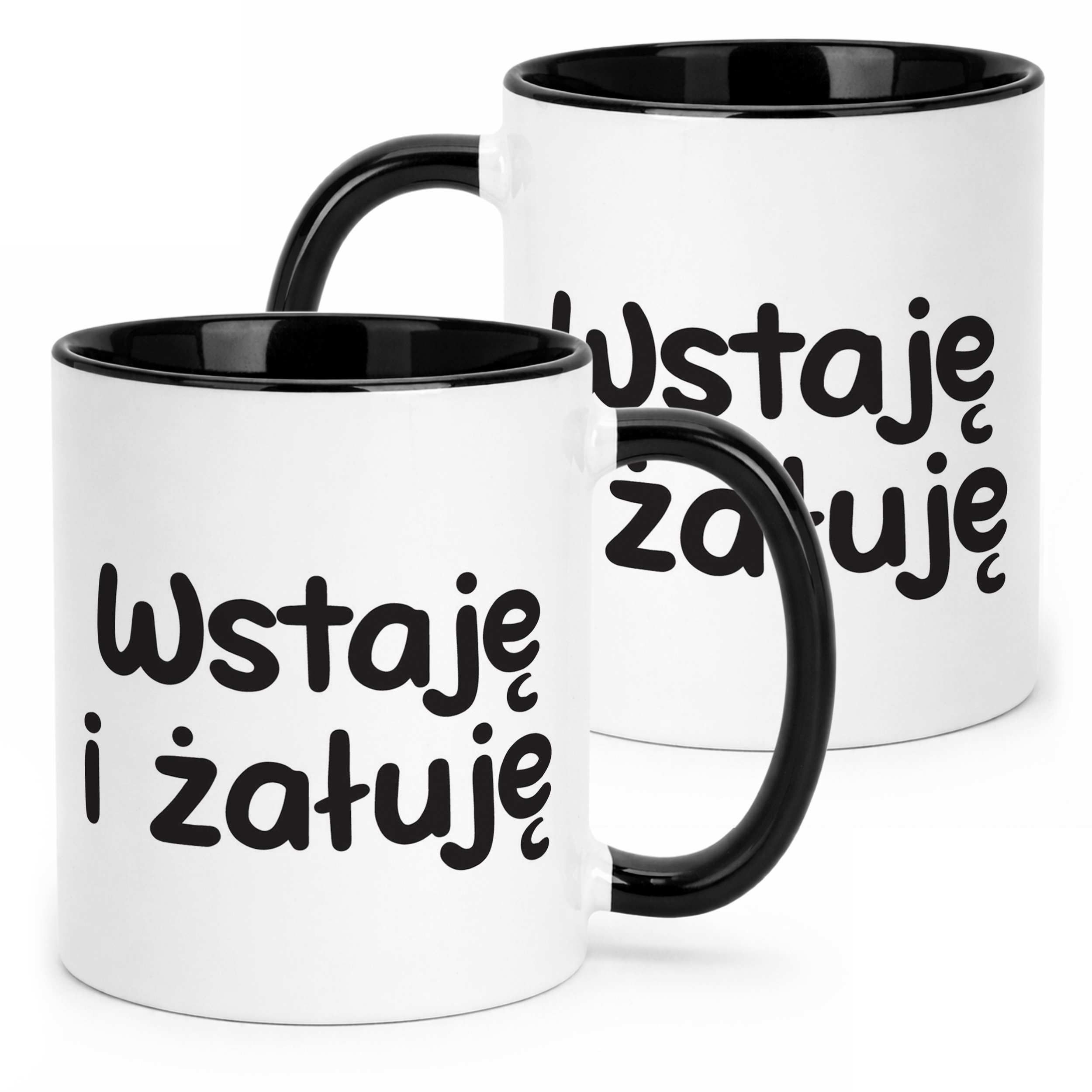 Kubek Czarny Wstaje i Żałuję Śmieszny Zabawny Prezent